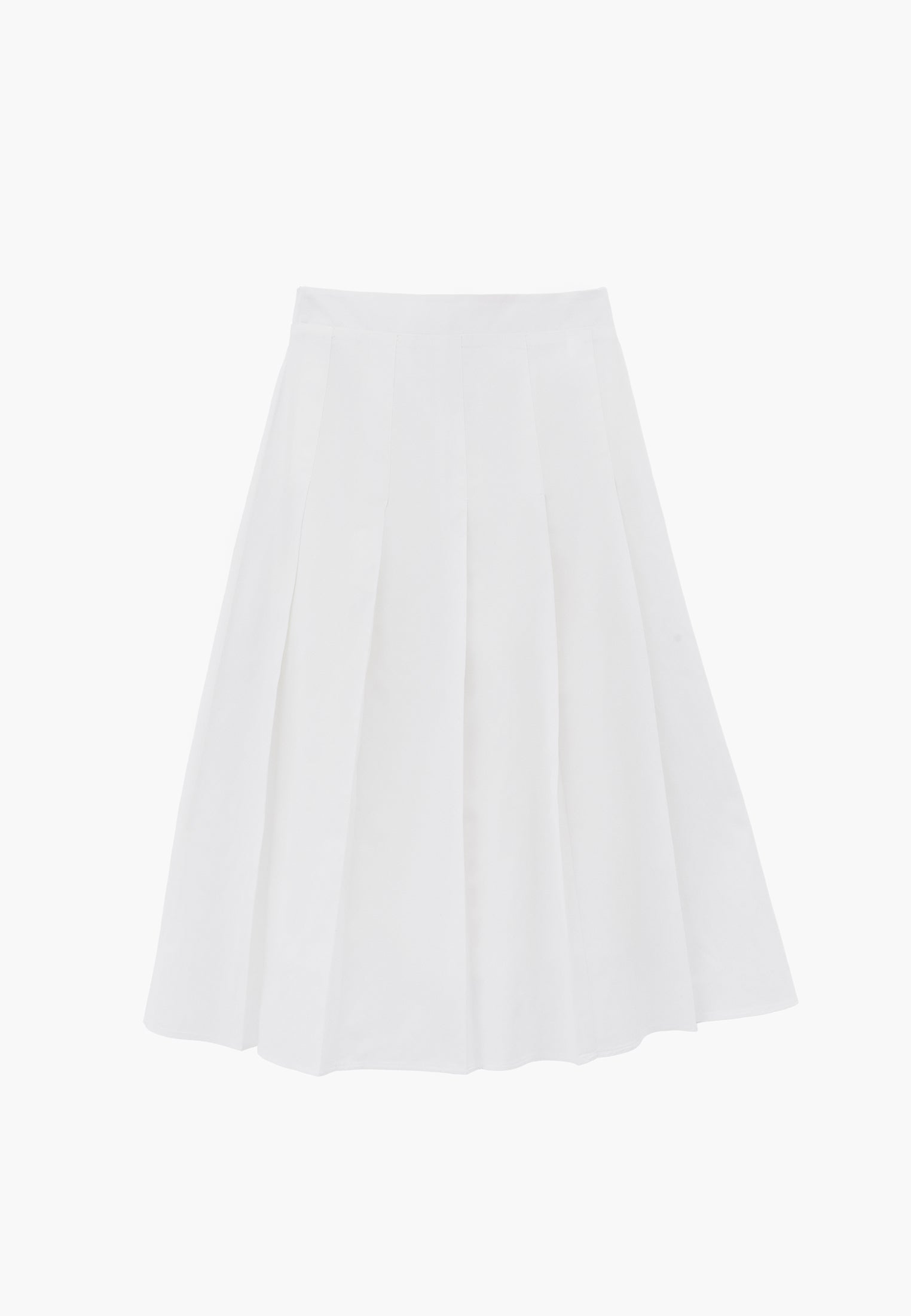 Pleated Flared Midi Skirt - WHITE