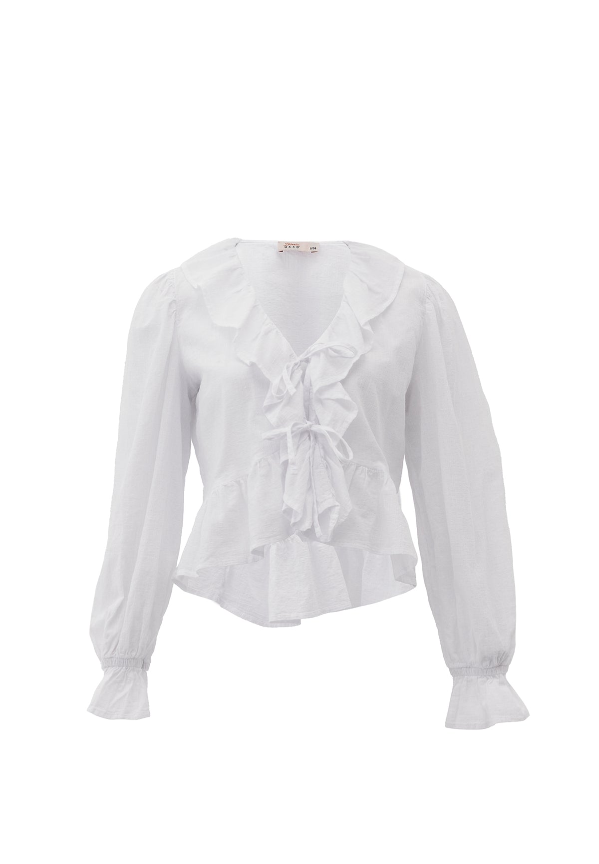 Deep Neck Blouse - White