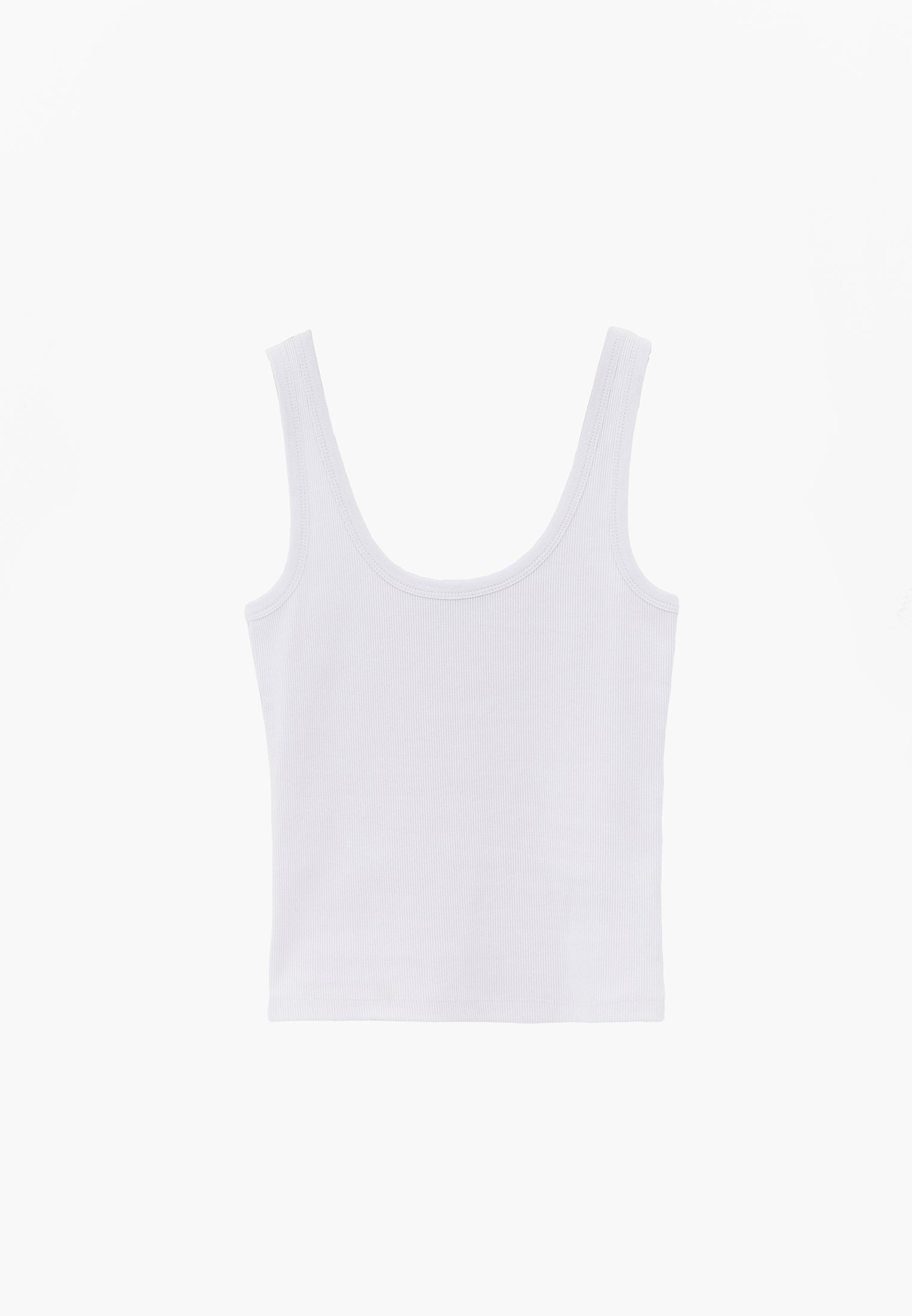 U Neck Bodycon Ribbed Tank Top - WHITE