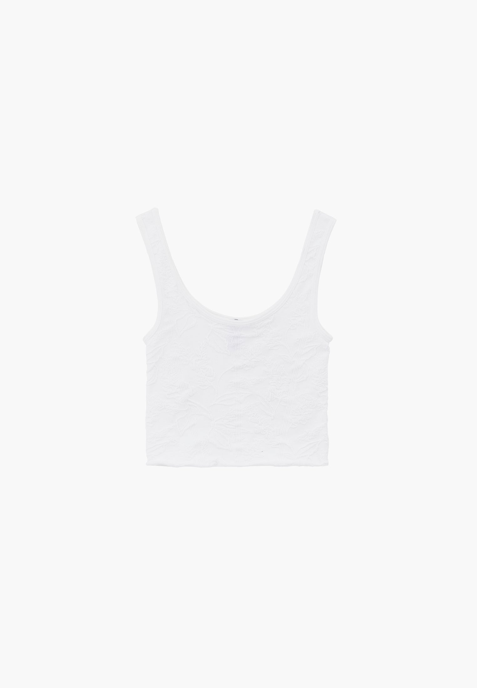 U Neck Sleeveless Cropped Bodycon Tank Top - WHITE