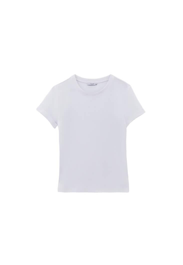 Women's Crew Neck Short Sleeve T-Shirt - WHITE