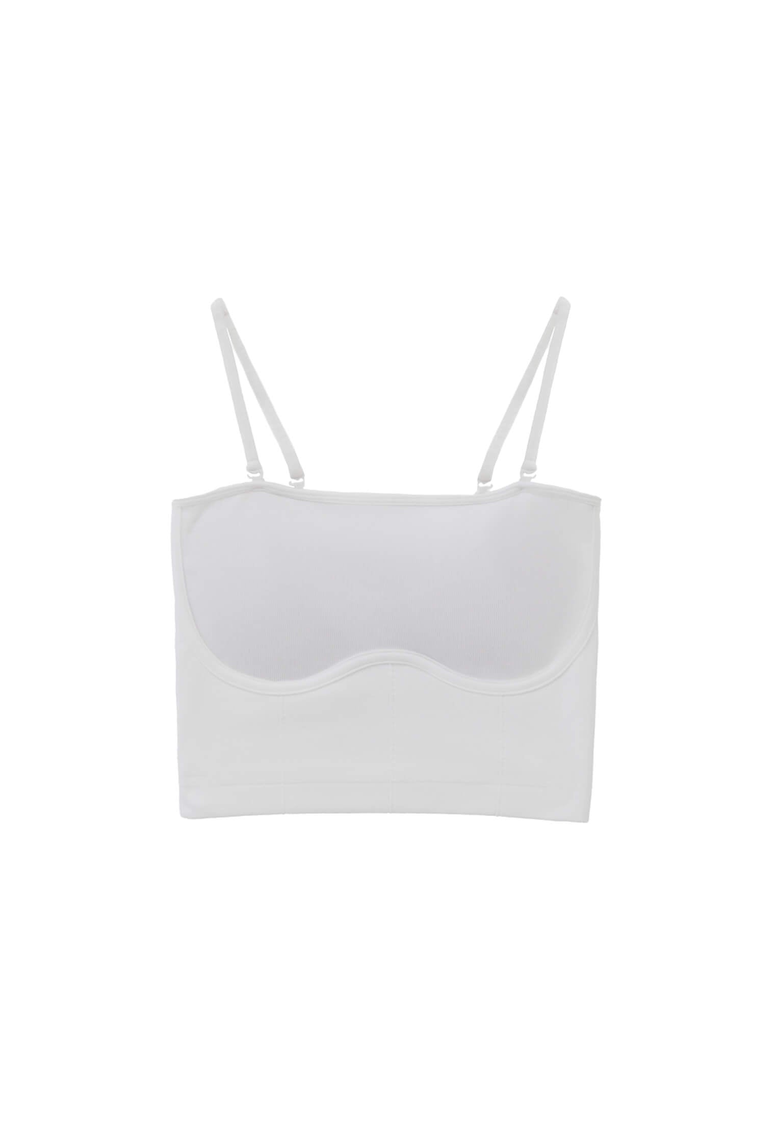 Jacquard Strapless Sleeveless Top - WHITE