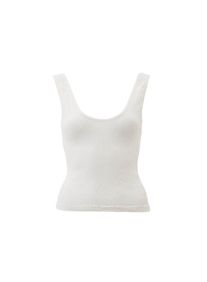 U Neck Bodycon Tank Top - WHITE