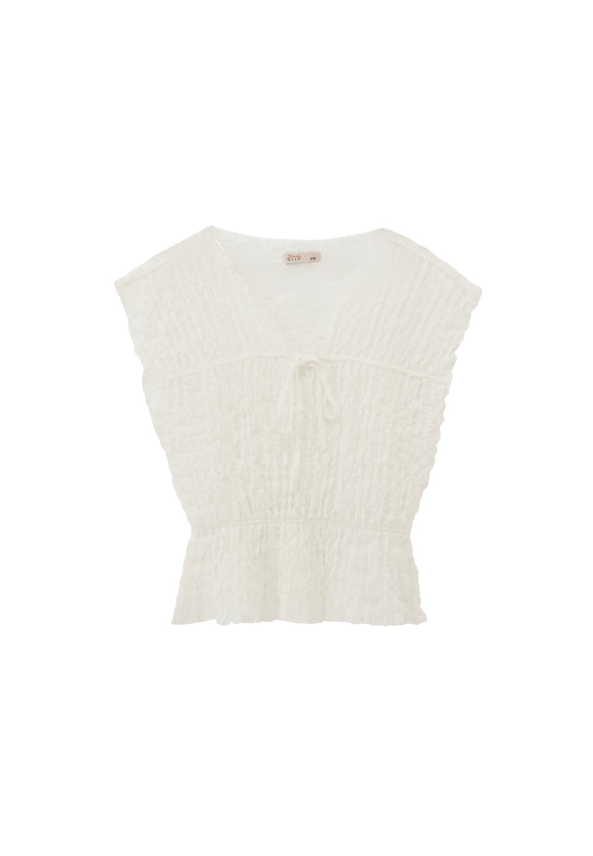 Loose Fit V Neck Short Sleeve Blouse - White
