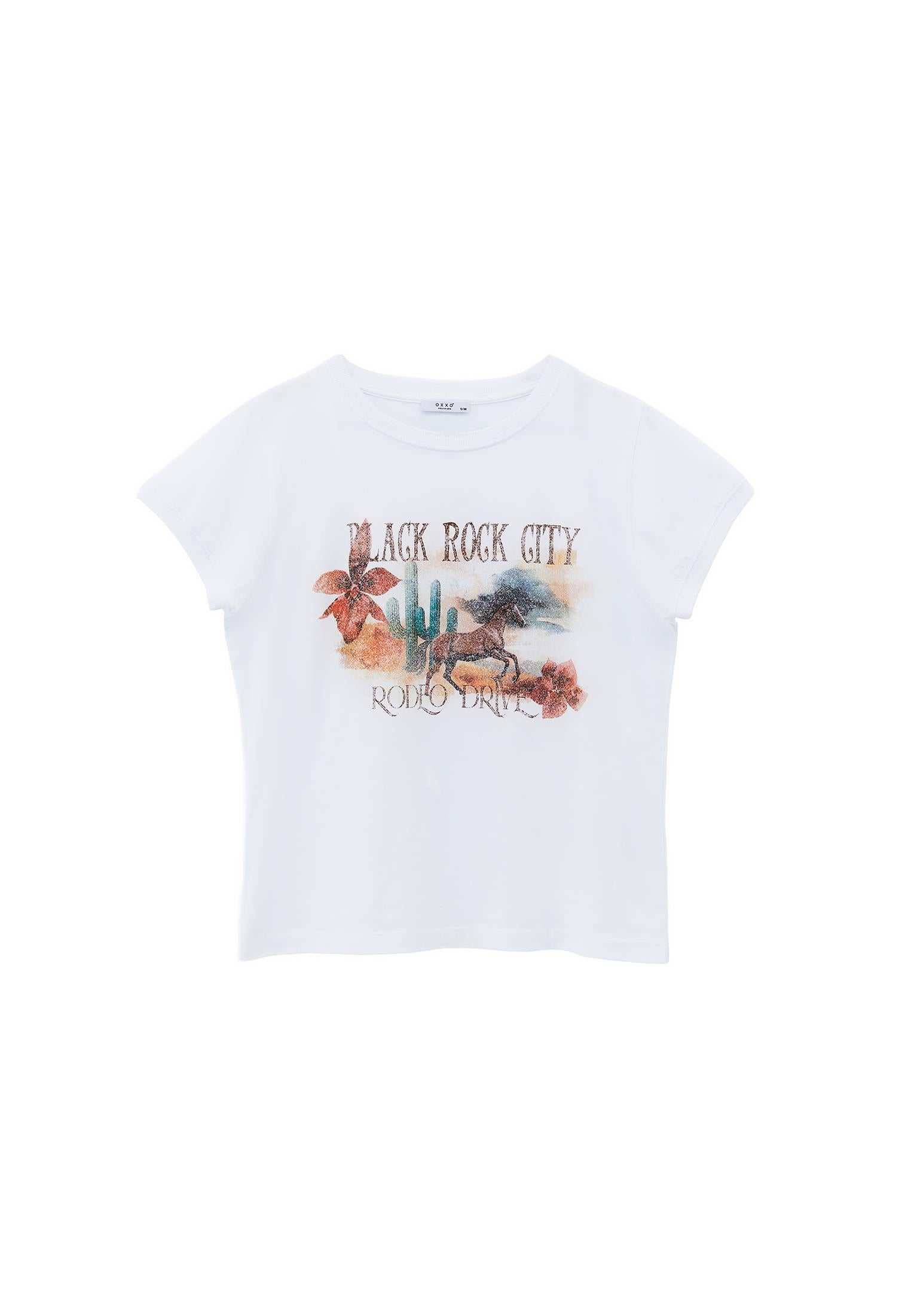 Crew Neck Short Sleeve T-Shirt - WHITE