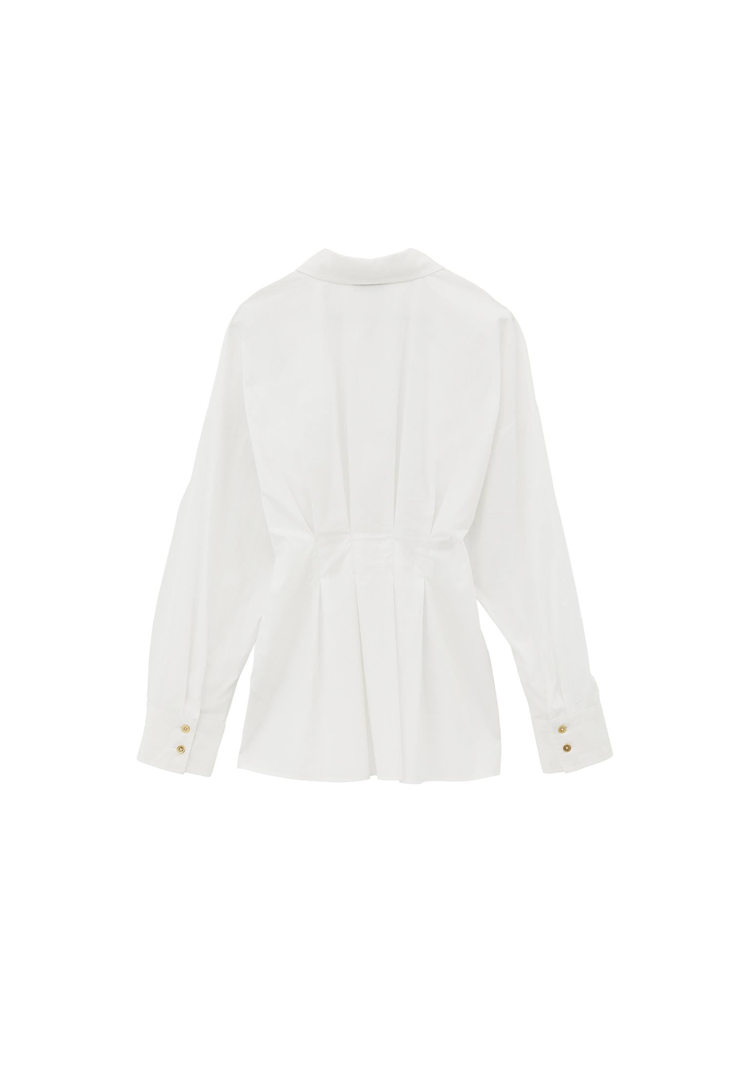 Standard Pleated Shirt With Closed Fit - WHITE