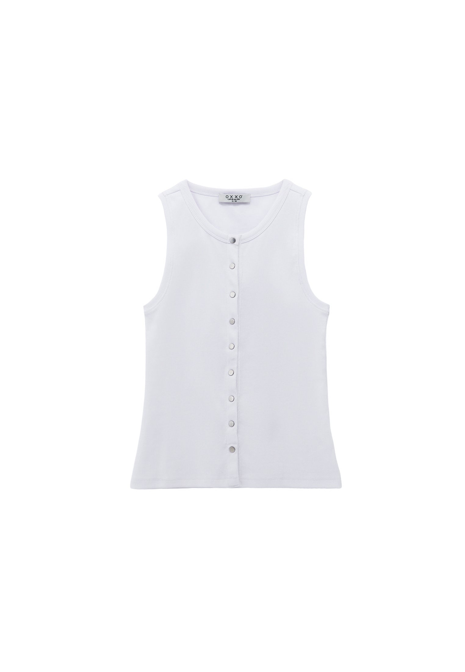 Sleeveless Tank With Crew Neck - WHITE