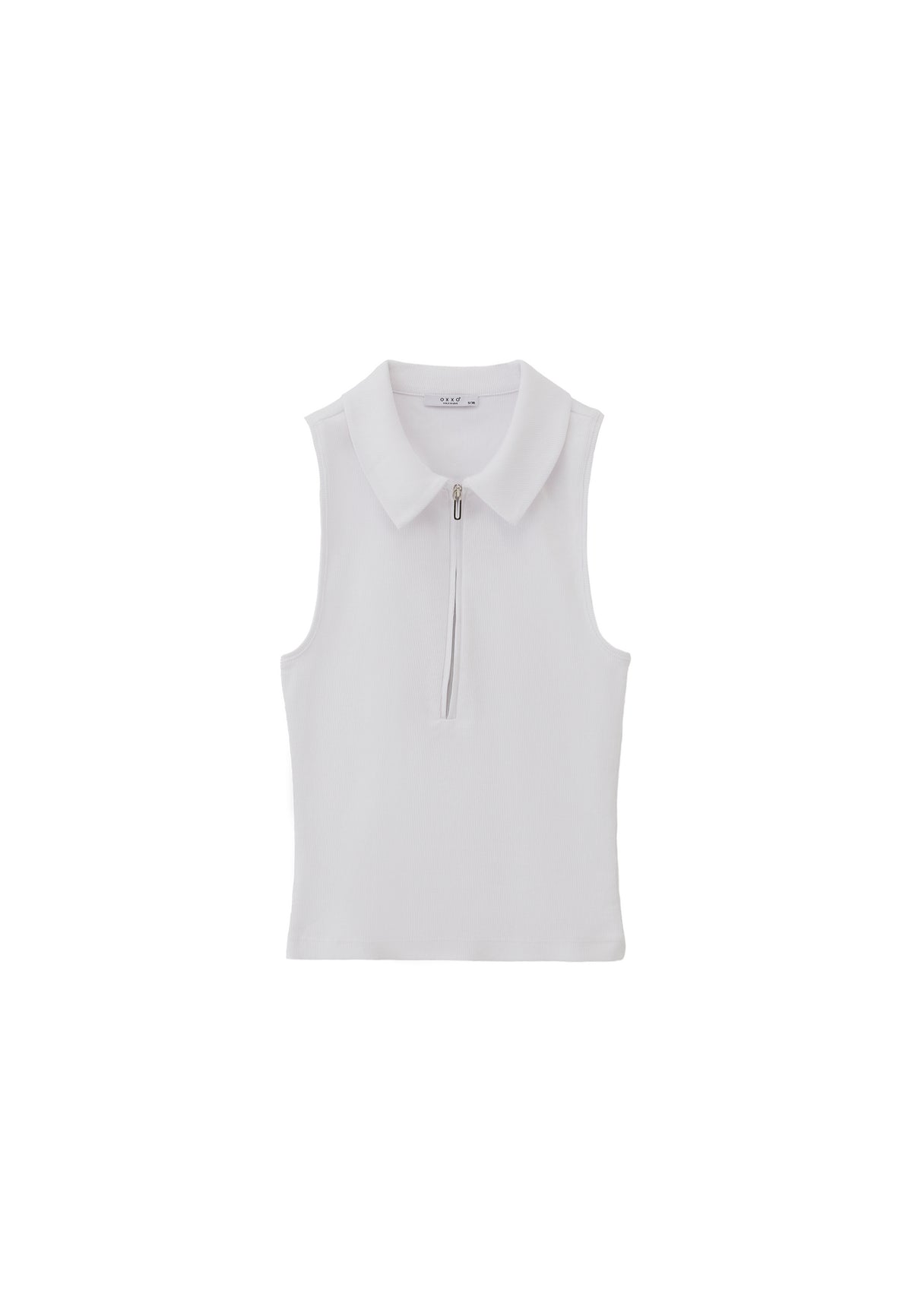 Polo Neck Tank Top - White