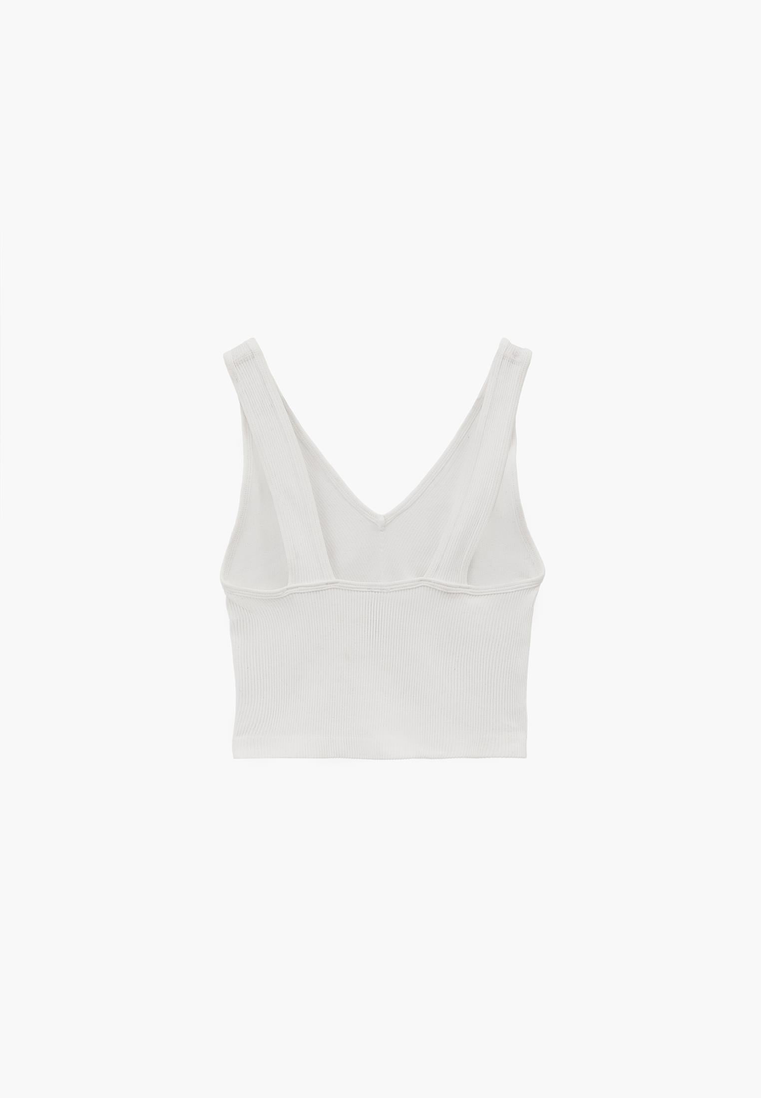 V Neck Bodycon Top - WHITE