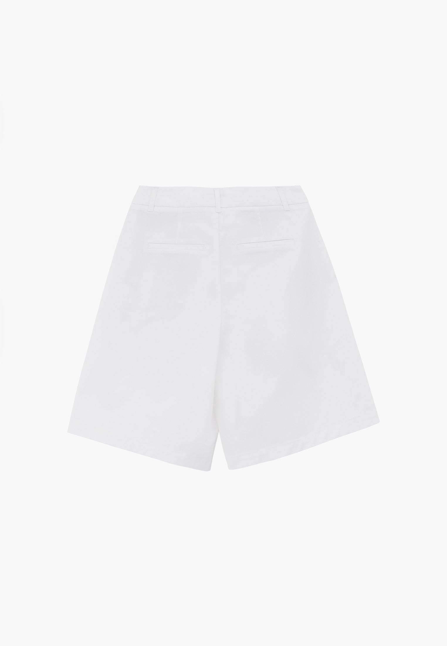 Pleated High Waist Midi Shorts - WHITE