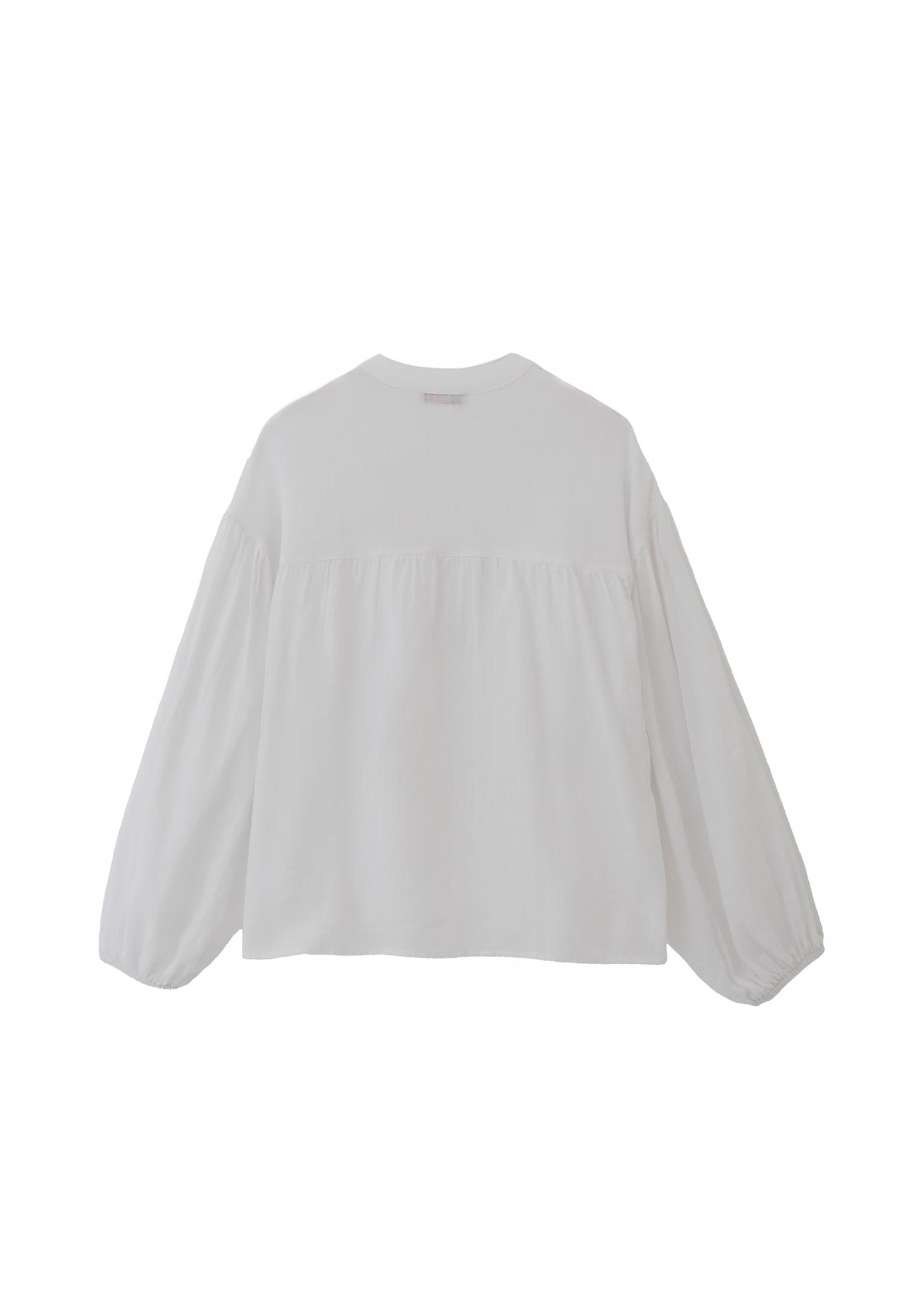 Balloon Sleeve Cotton Shirt - WHITE
