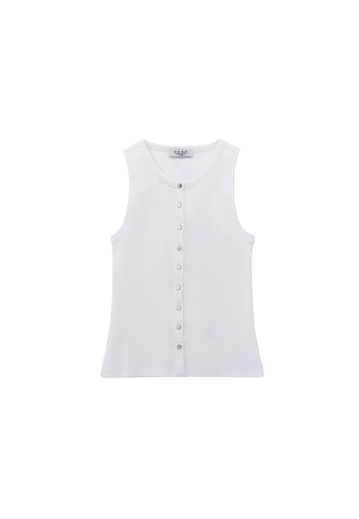 Sleeveless Tank With Crew Neck - White