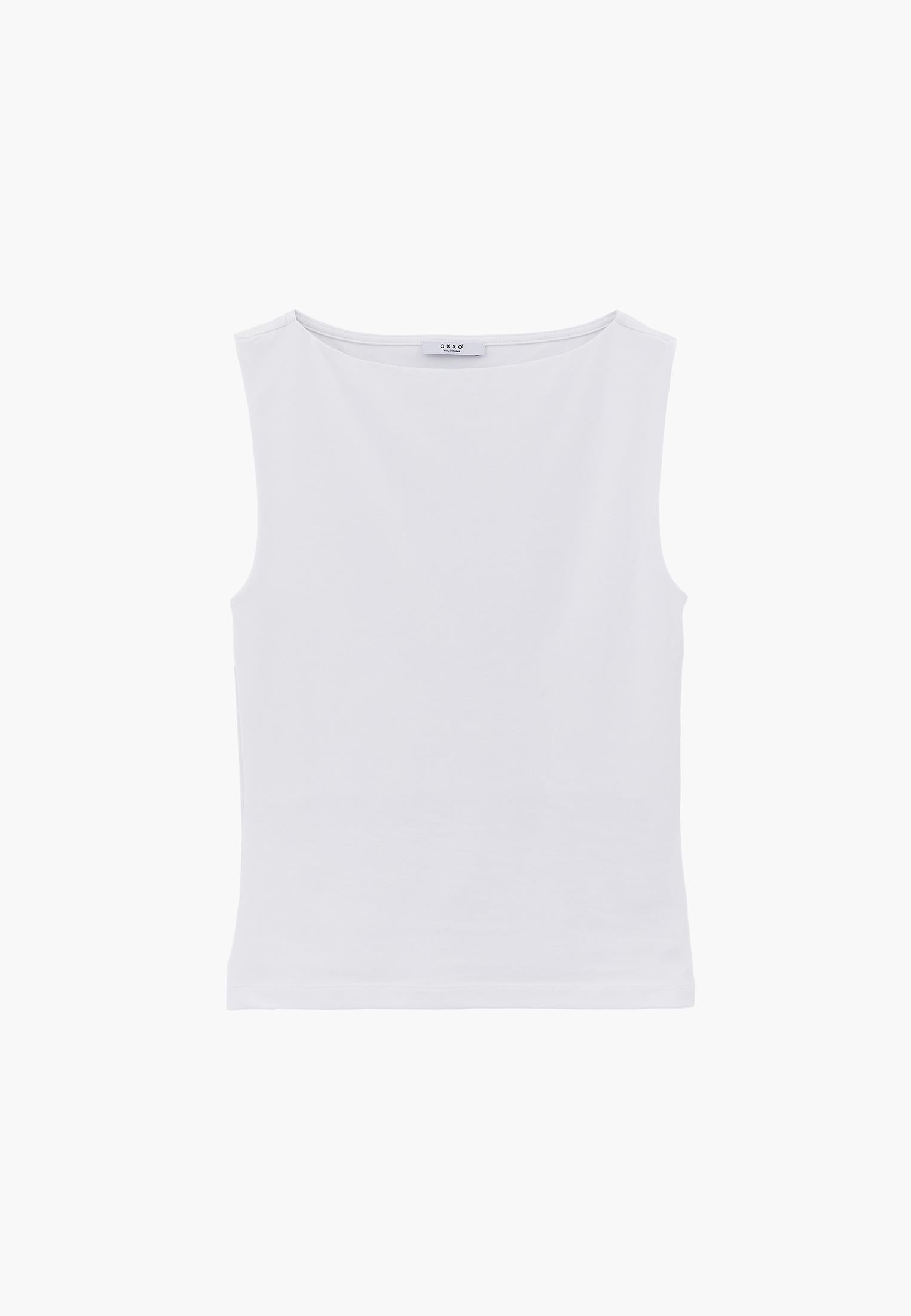 Boat Neck Tank Top - WHITE
