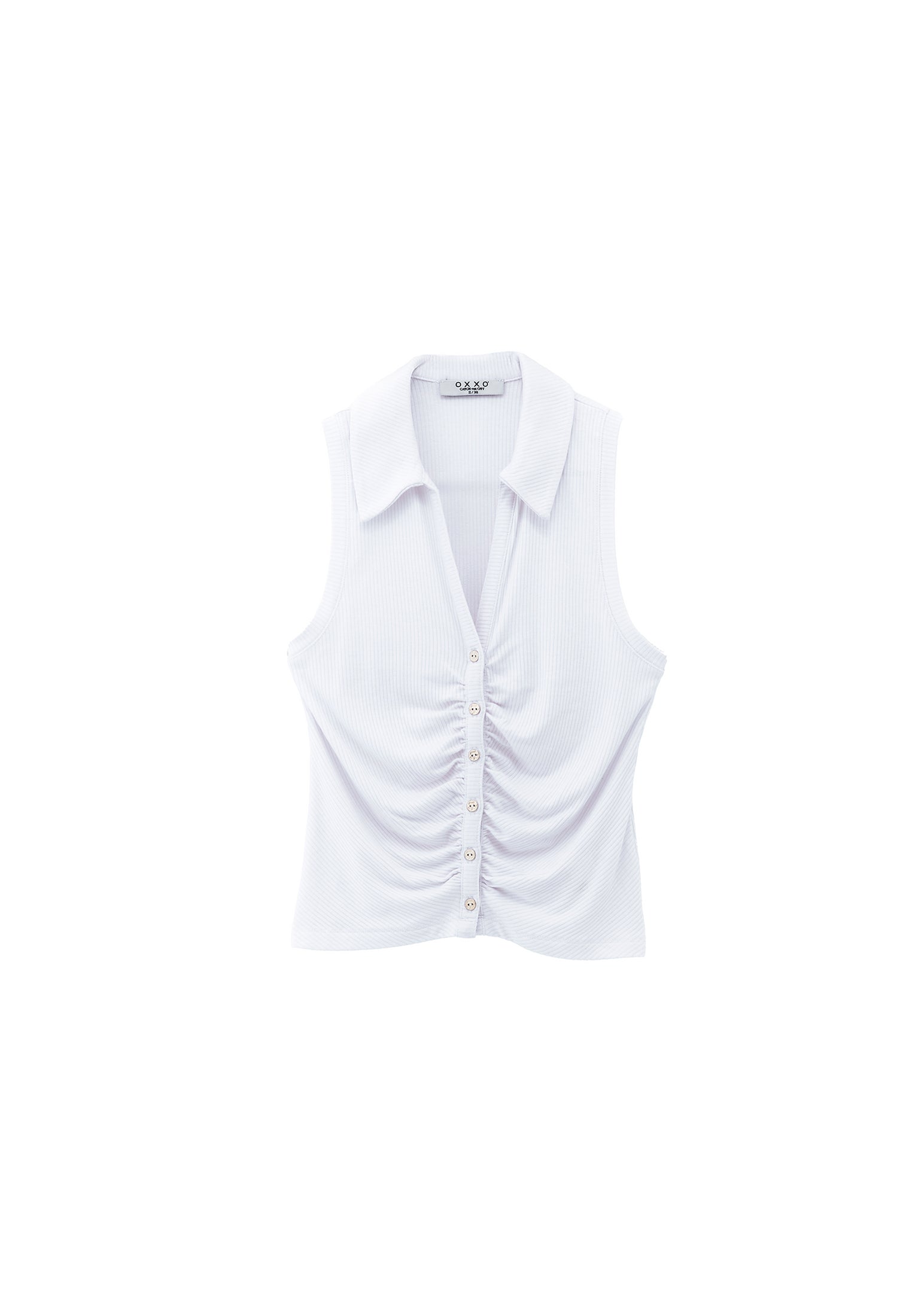 Polo Neck Tank Top - WHITE