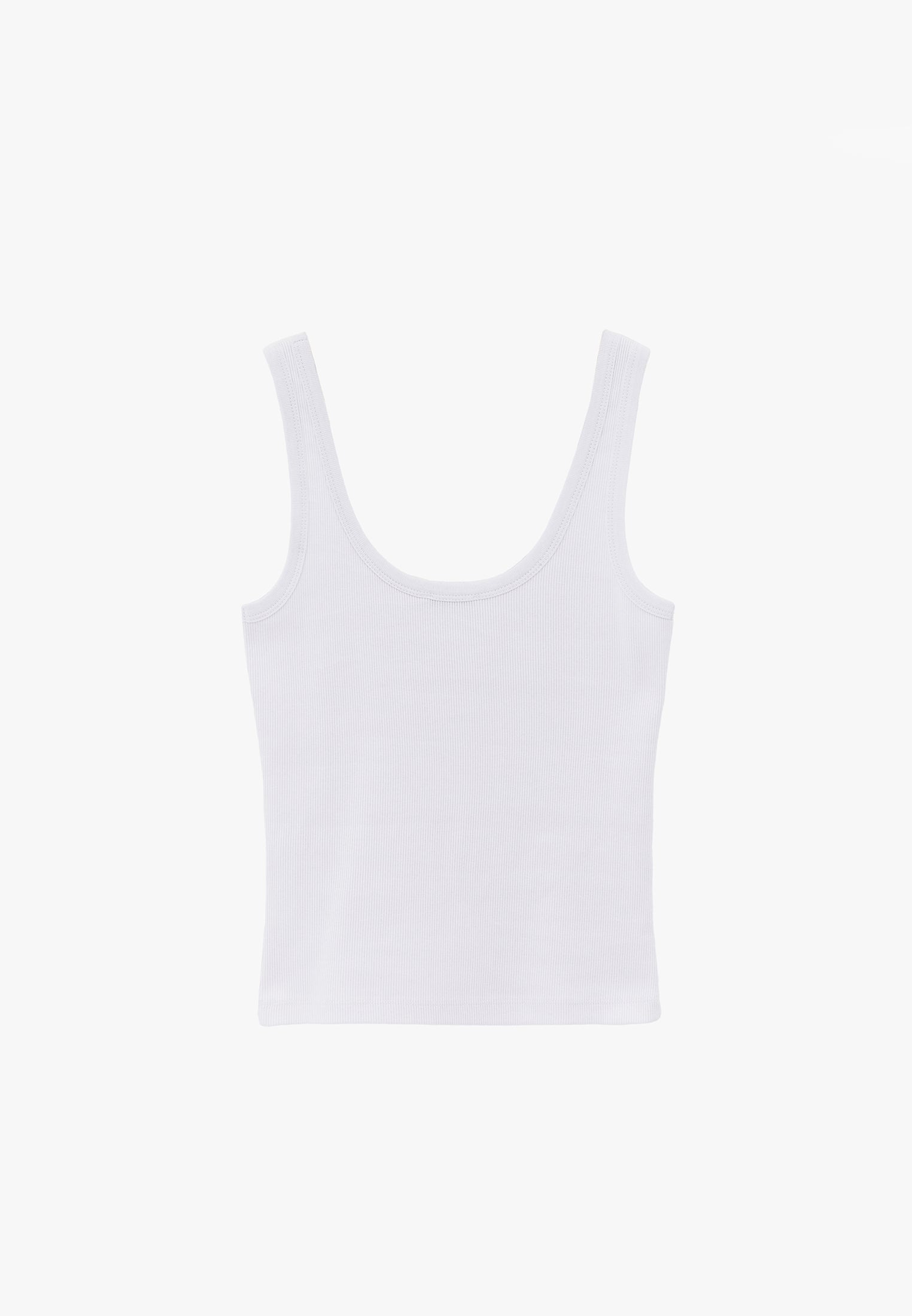 U Neck Bodycon Ribbed Tank Top - WHITE