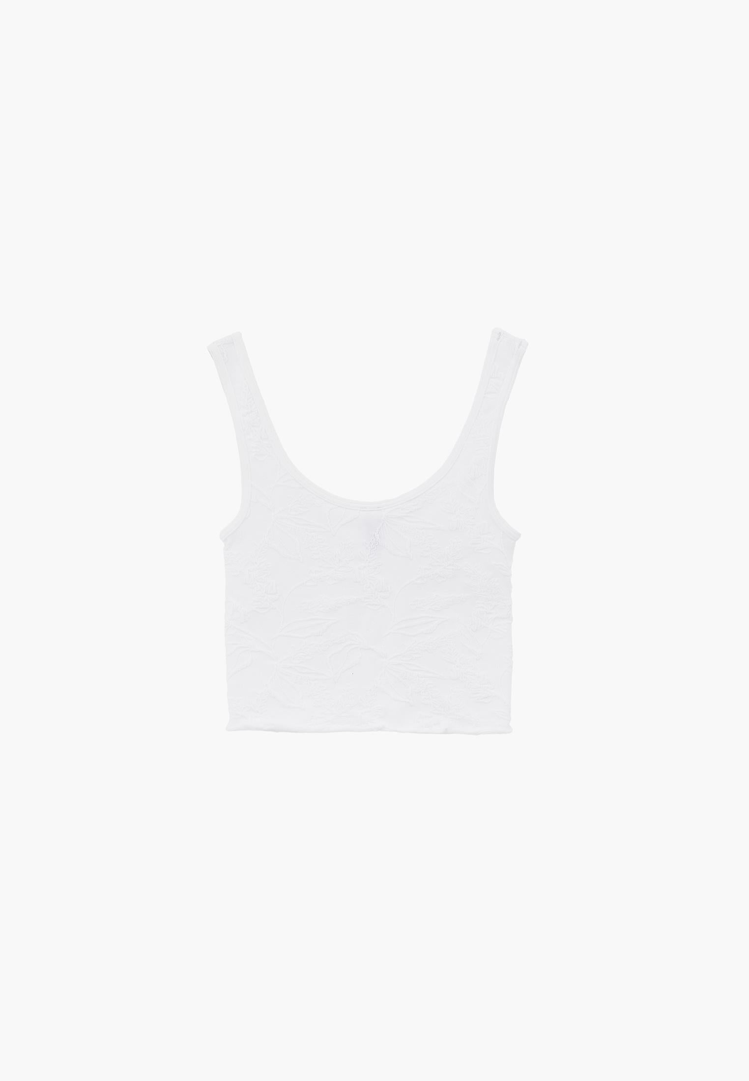 U Neck Sleeveless Cropped Bodycon Tank Top - WHITE
