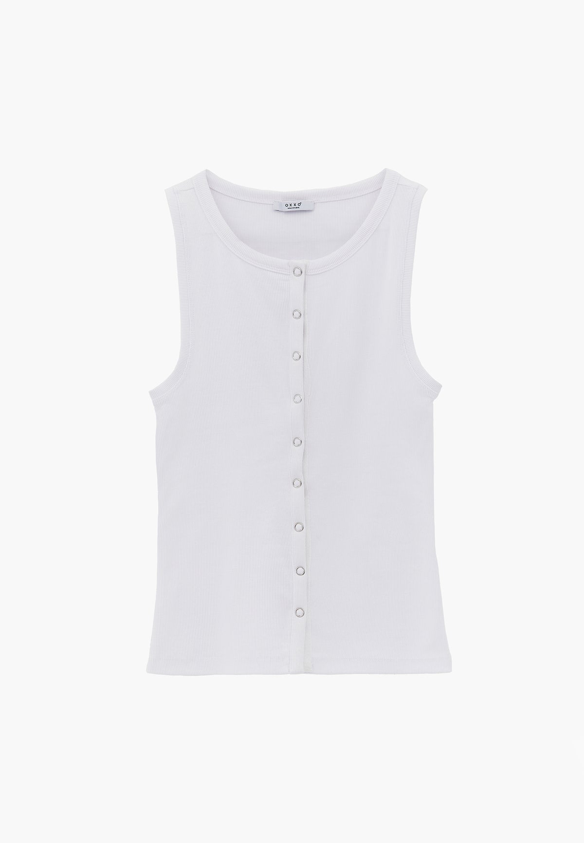 Sleeveless Crew Neck Tank Top - White