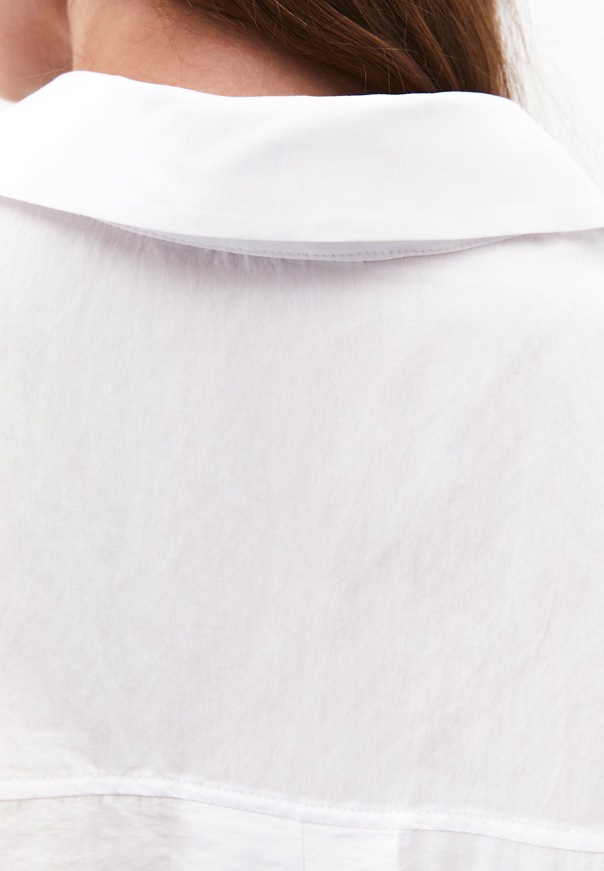 Oversize Long Sleeve Shirt with Ruching and Buttons - WHITE