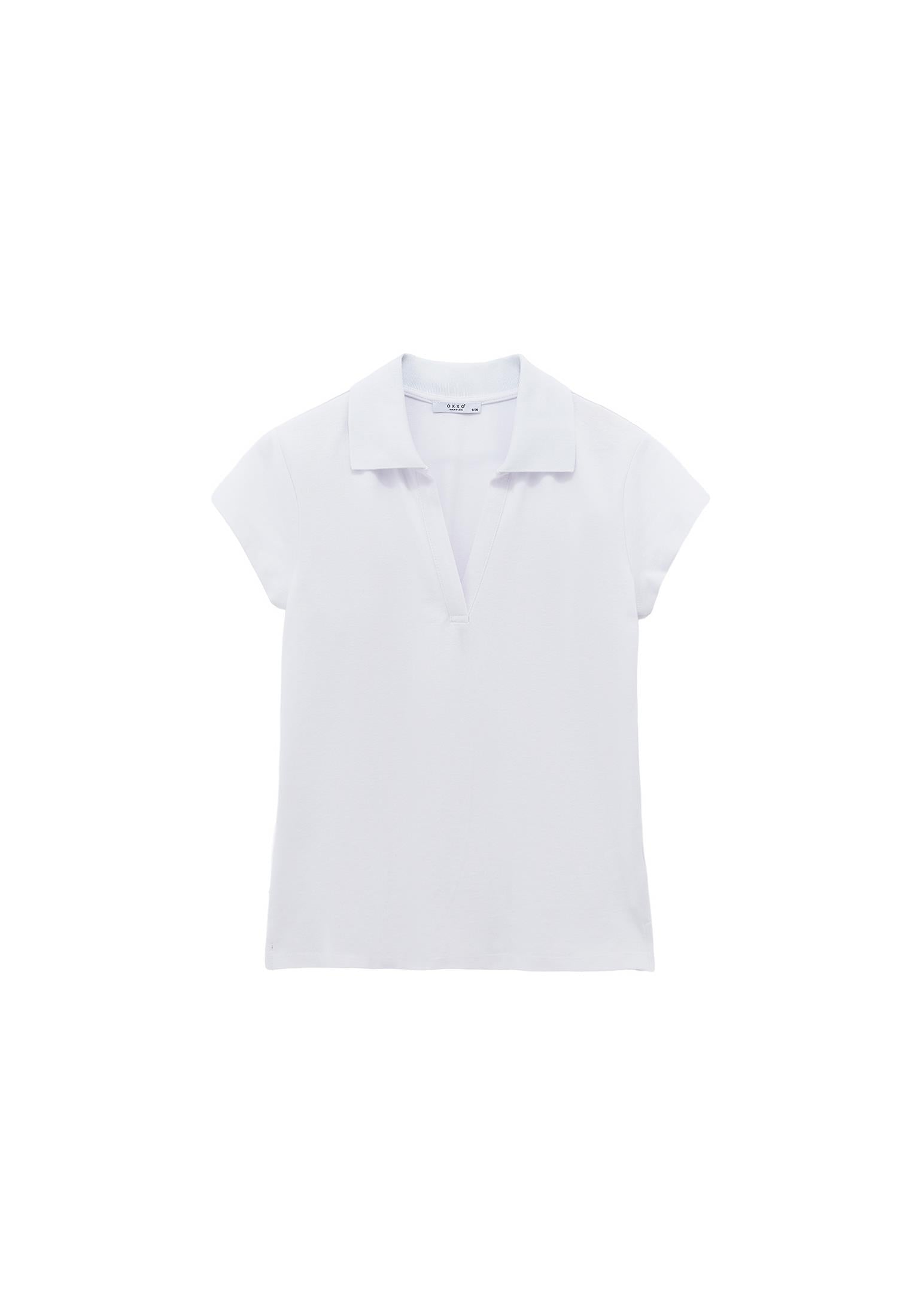 Polo Collar Short Sleeve Standard T-Shirt - WHITE