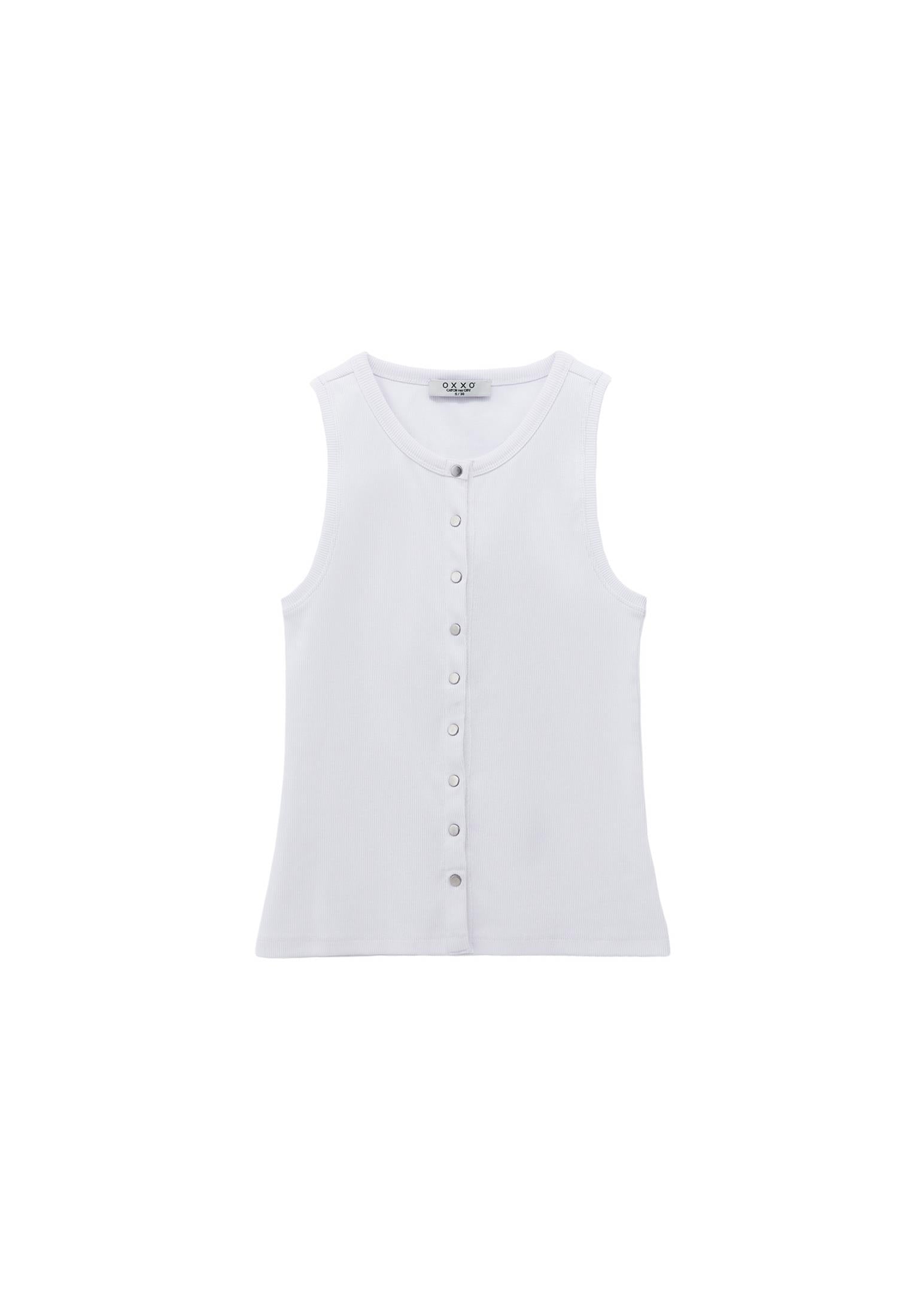 Sleeveless Tank With Crew Neck - WHITE