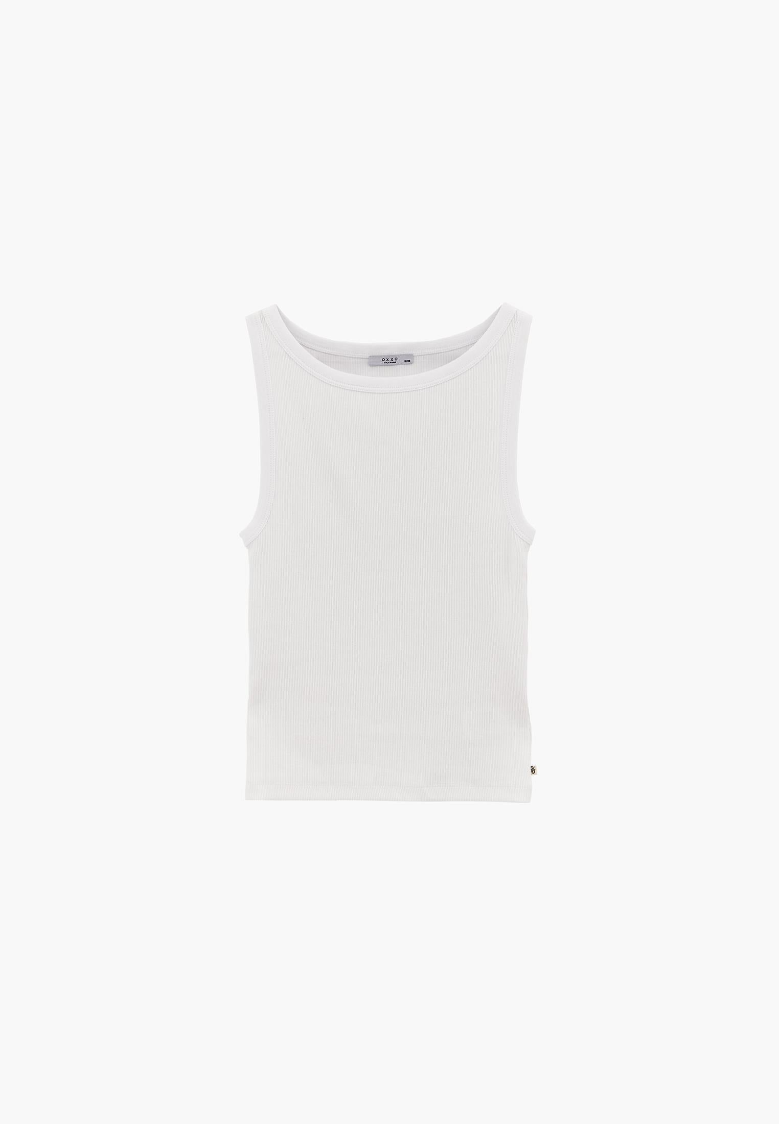 Boat Neck Tank Top - WHITE