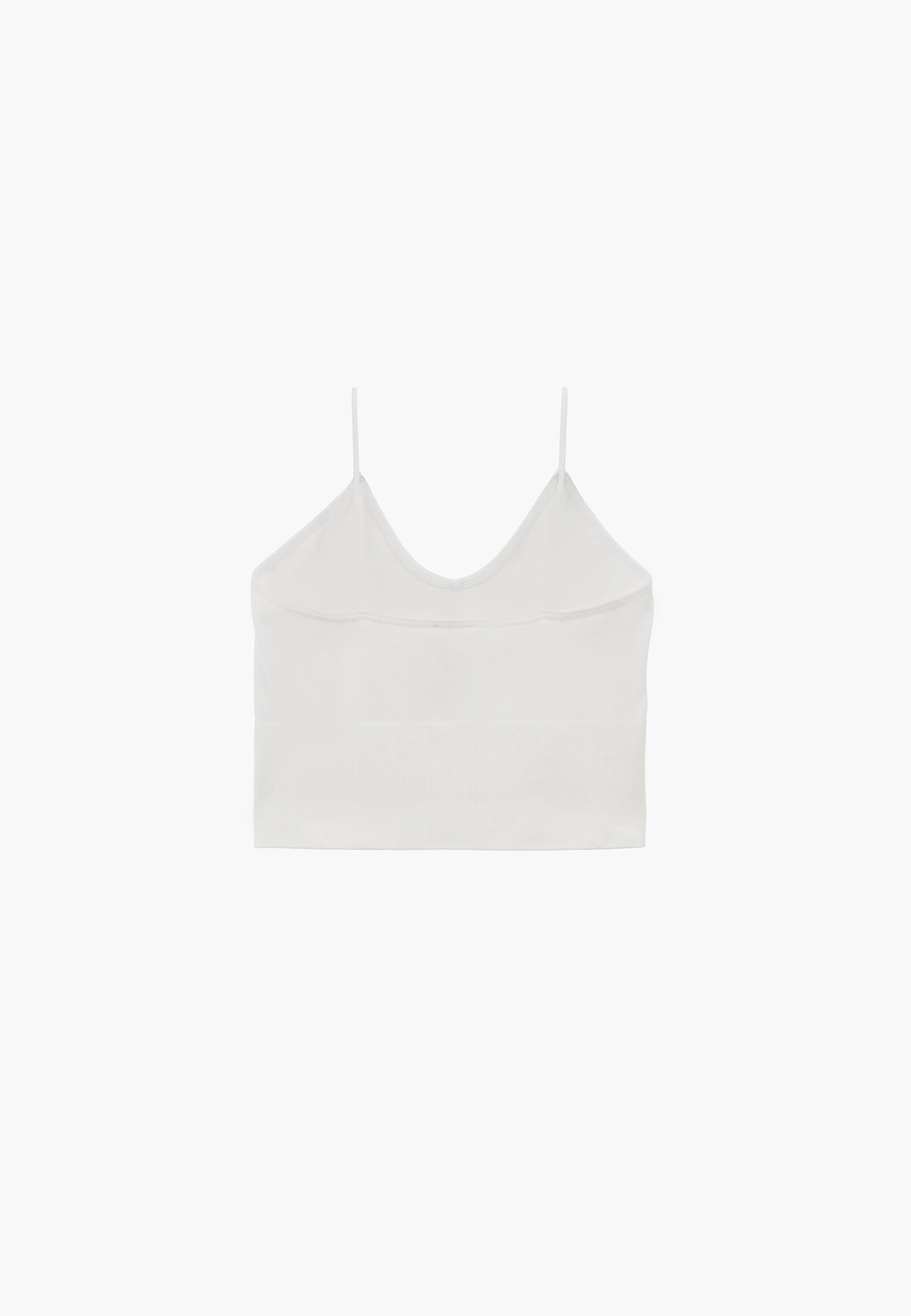 V-Neck Cropped Top - WHITE