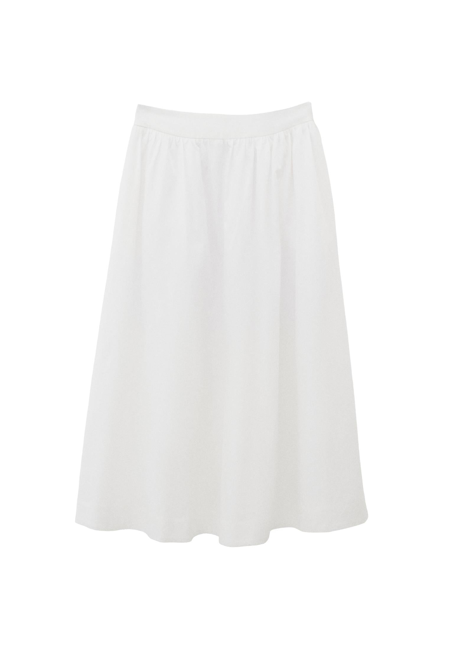 Flared Long High Waist Woven Skirt - WHITE