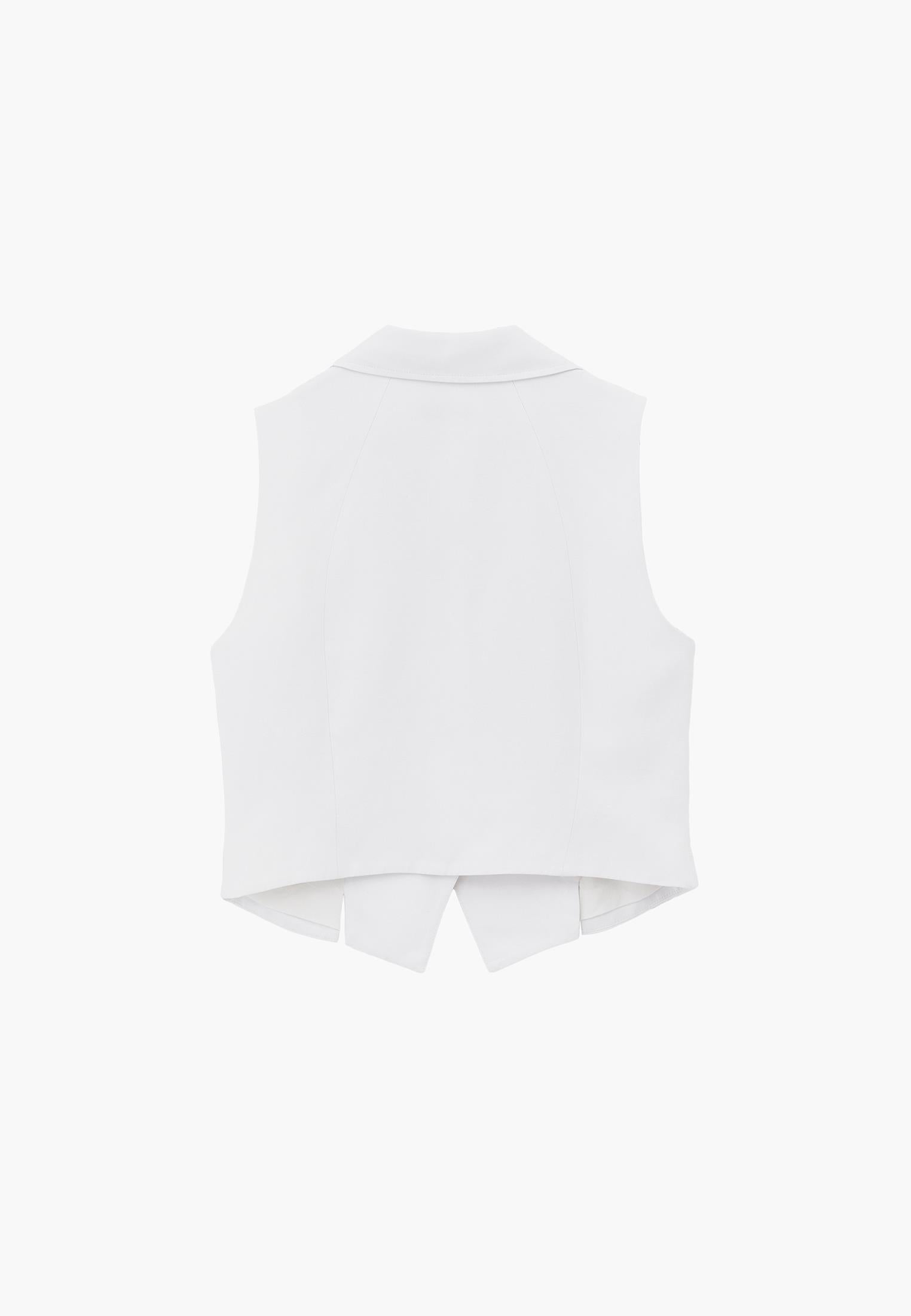 Vest With Shirt Collar And Standard Button Details - WHITE