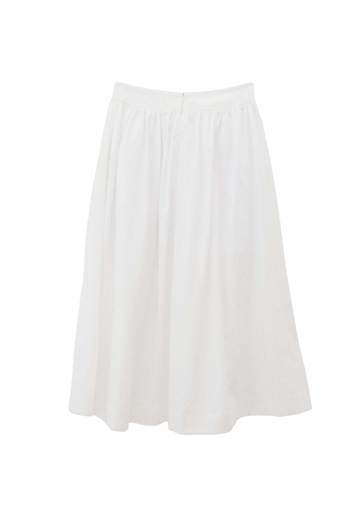 High Waist Long A-Line Skirt - WHITE