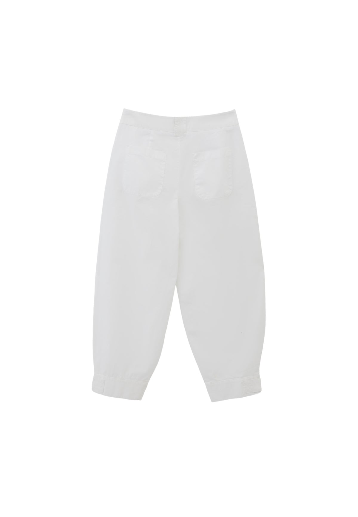 Pleated High Waist Barrel Leg Pants - WHITE