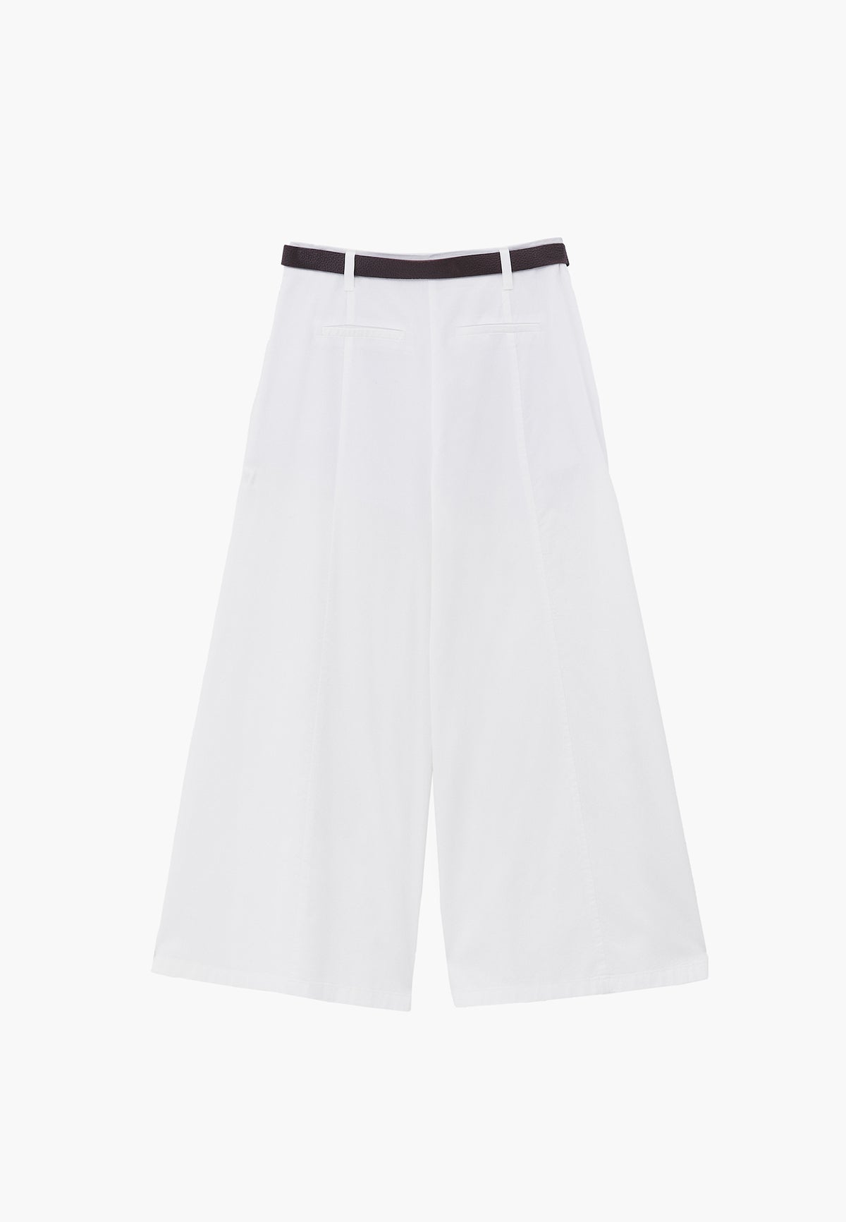 Summer Wide Leg Pants With Belt Detail - White