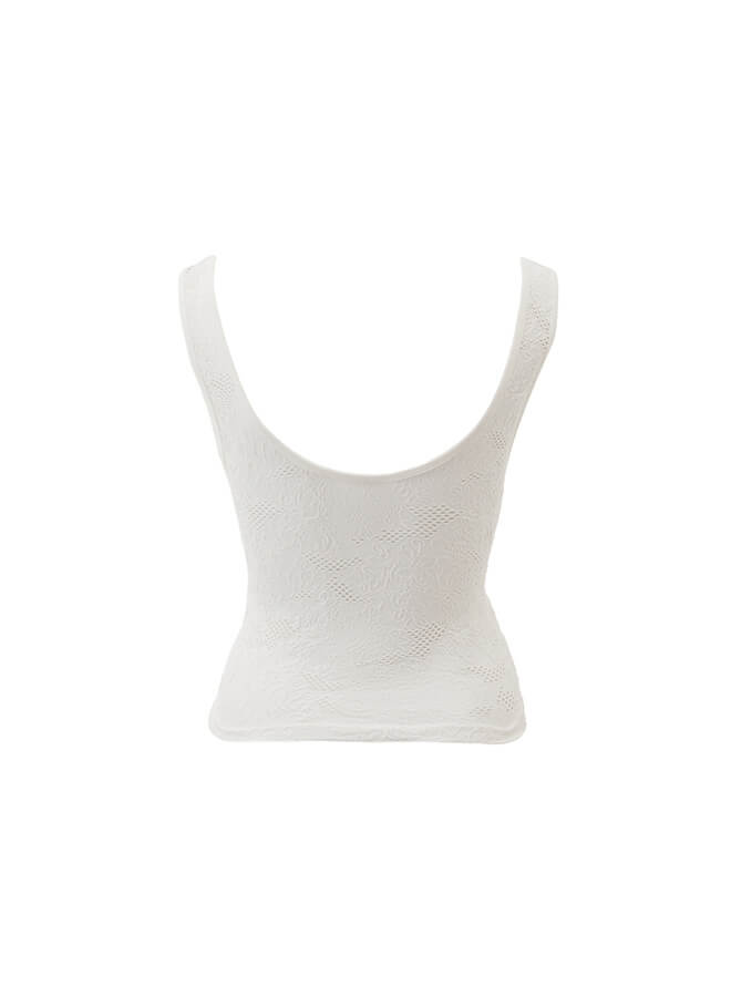 U Neck Bodycon Tank Top - WHITE
