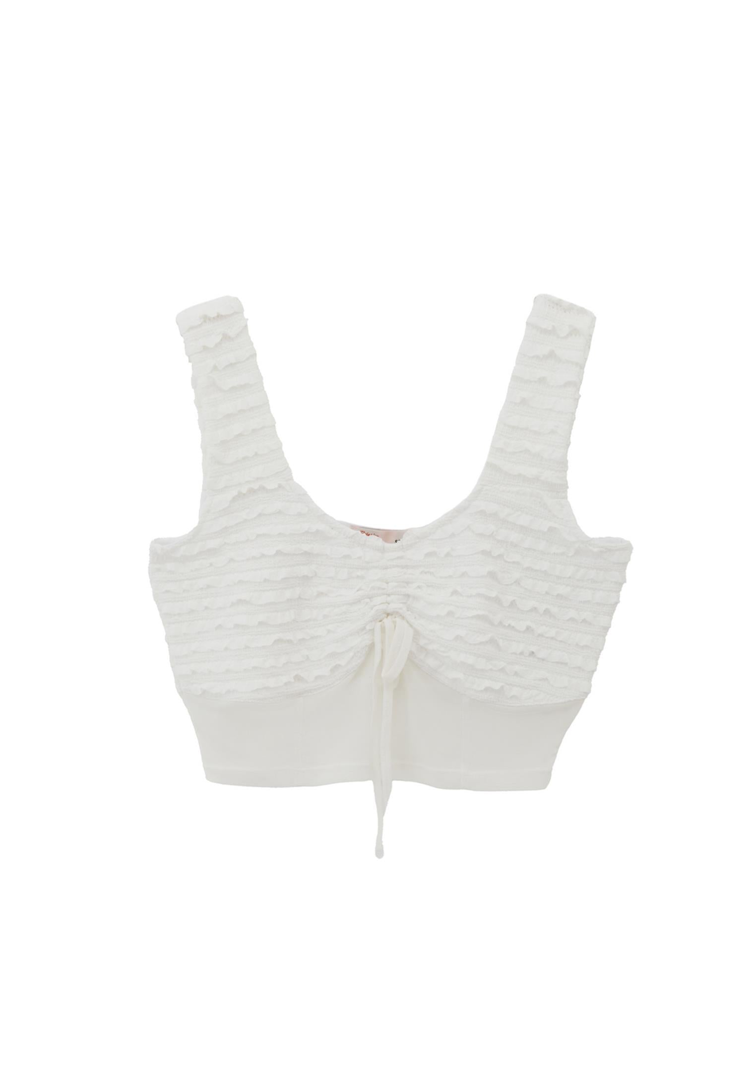 Cut Out V Neck Blouse - WHITE