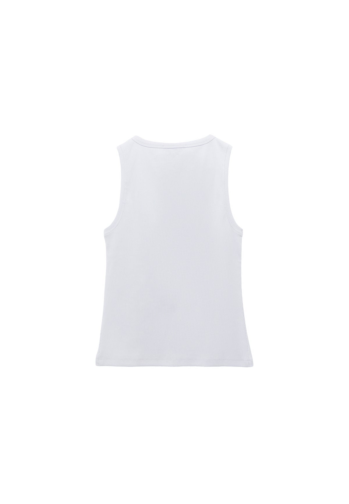 Sleeveless Tank With Crew Neck - White