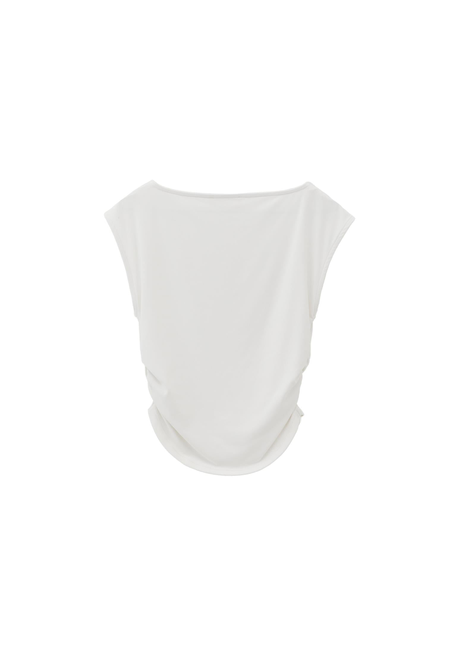 Bodycon T-Shirt Boat Neck Summer Collection - WHITE