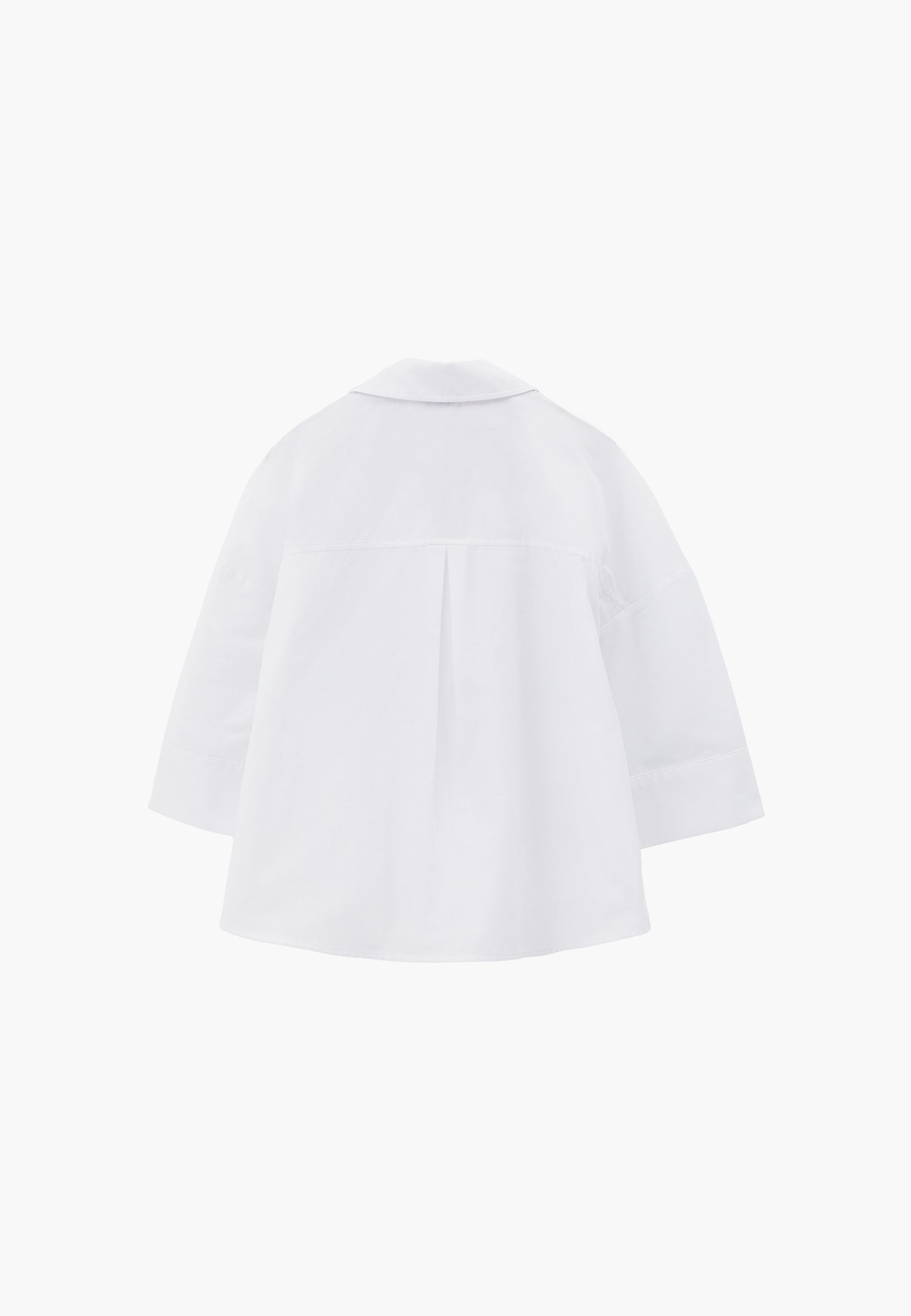 Oversize 3/4 Sleeve Buttoned Shirt - WHITE
