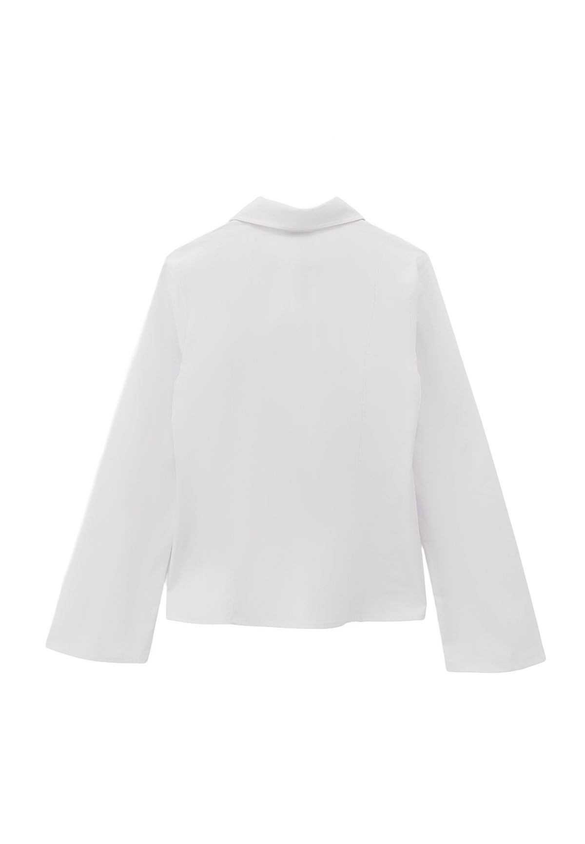 Shirt Collar Long Sleeve Buttoned Shirt - WHITE