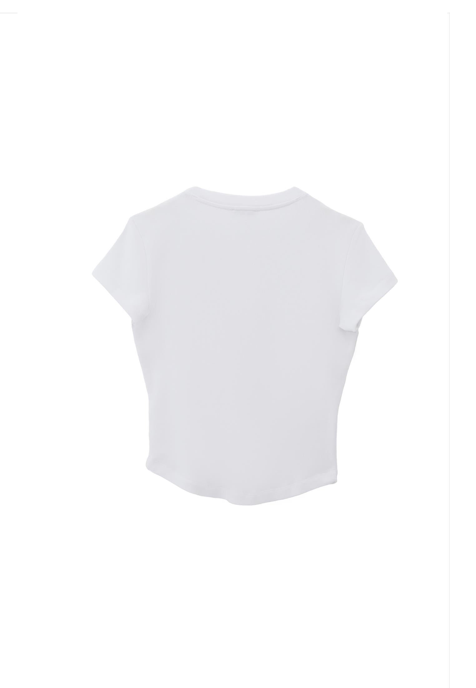 Button Detailed T-Shirt - WHITE