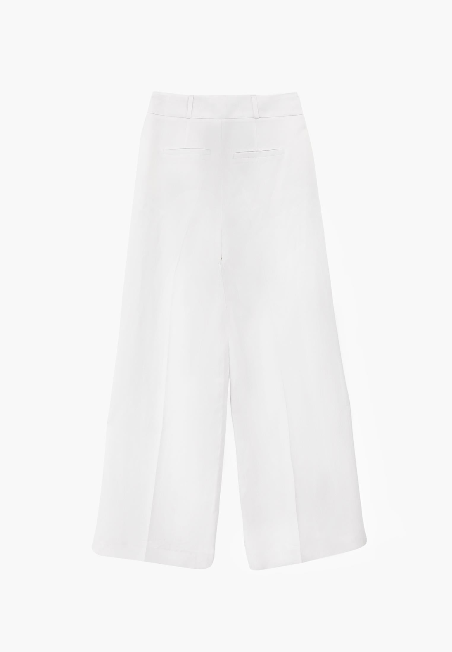 Wide Leg Pleated Ultra High Waist Long Pants - WHITE