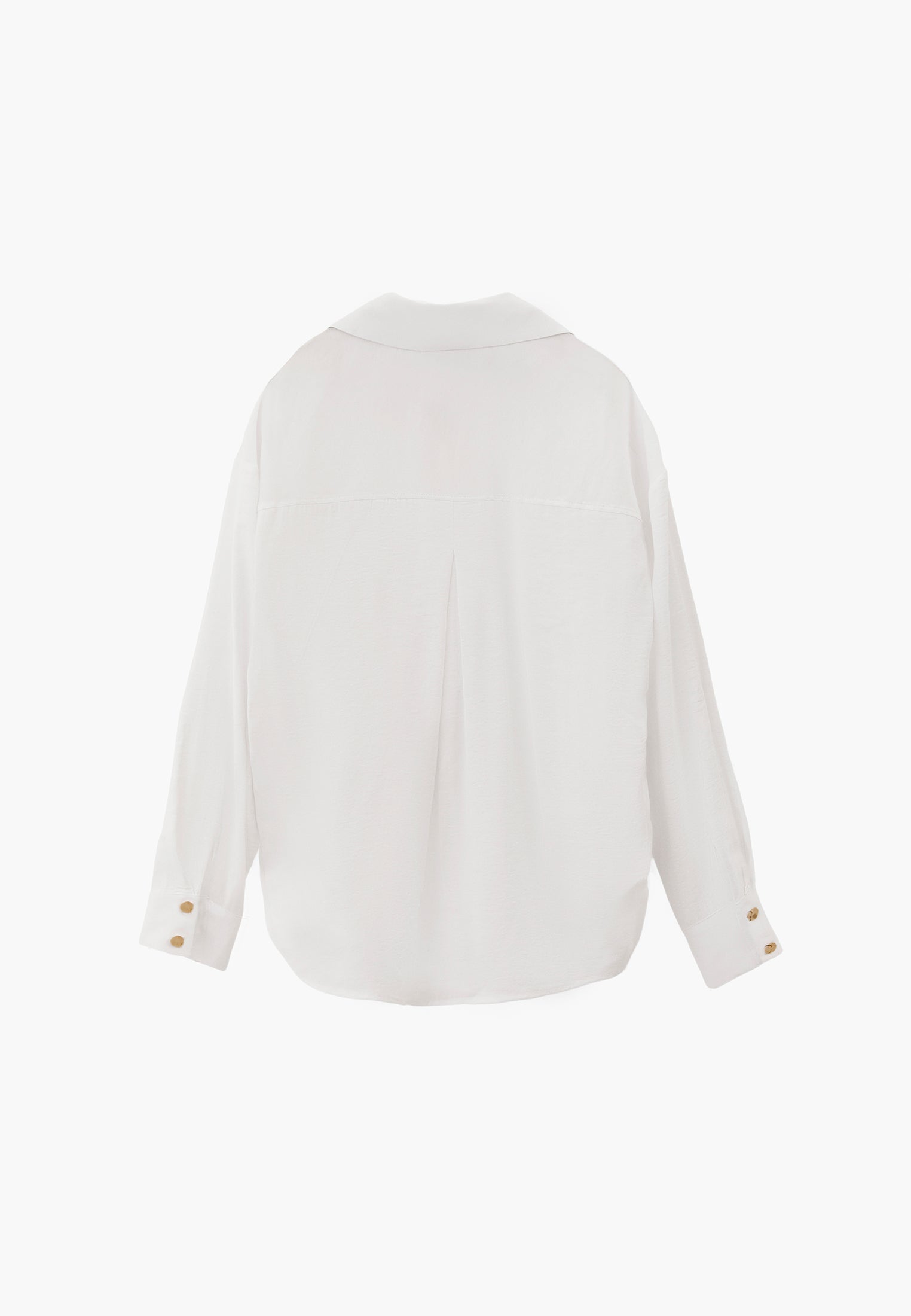Oversize Long Sleeve Shirt with Ruching and Buttons - WHITE