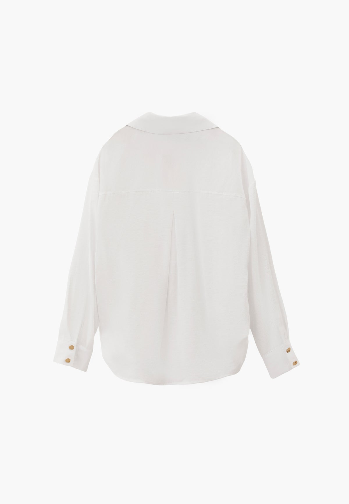 Oversize Long Sleeve Shirt with Ruching and Buttons - WHITE