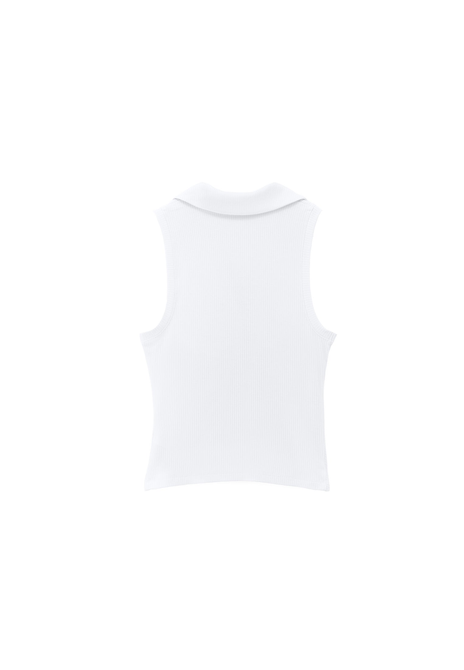 Polo Neck Tank Top - WHITE