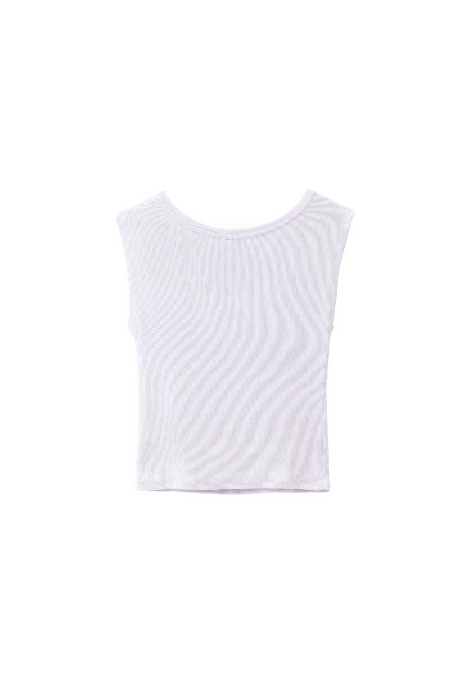 Boat Neck Short Sleeve T-Shirt - WHITE