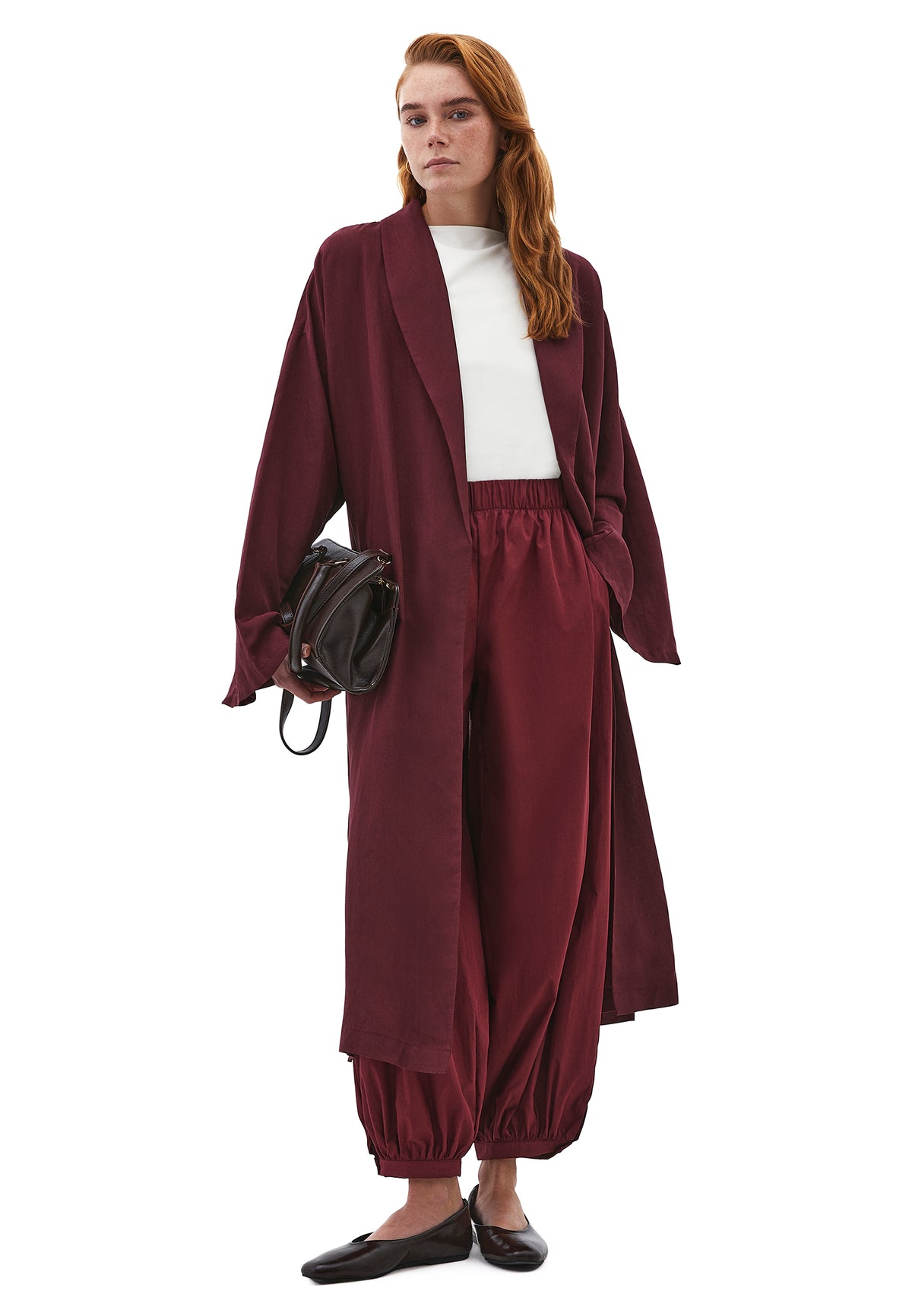 Jogger High Waist Long Trousers - Burgundy