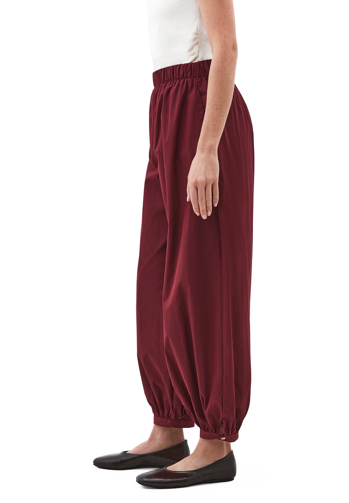 Jogger High Waist Long Trousers - Burgundy