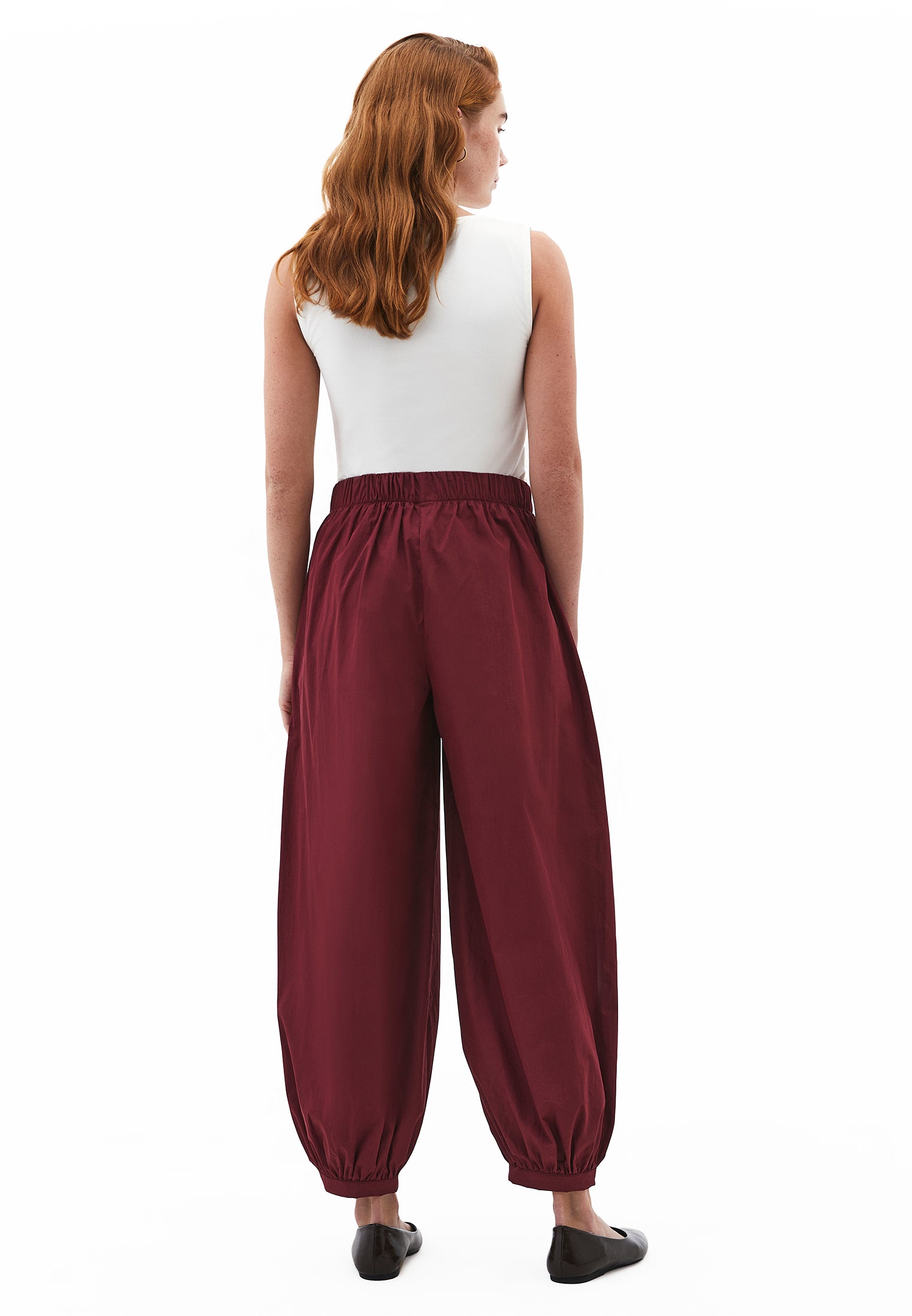 Jogger High Waist Long Trousers - WINDSOR WINE