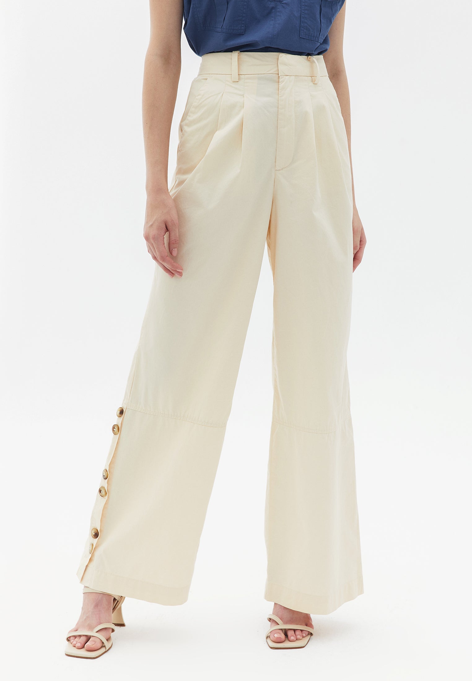 Wide leg baggy pants - WOOD ASH
