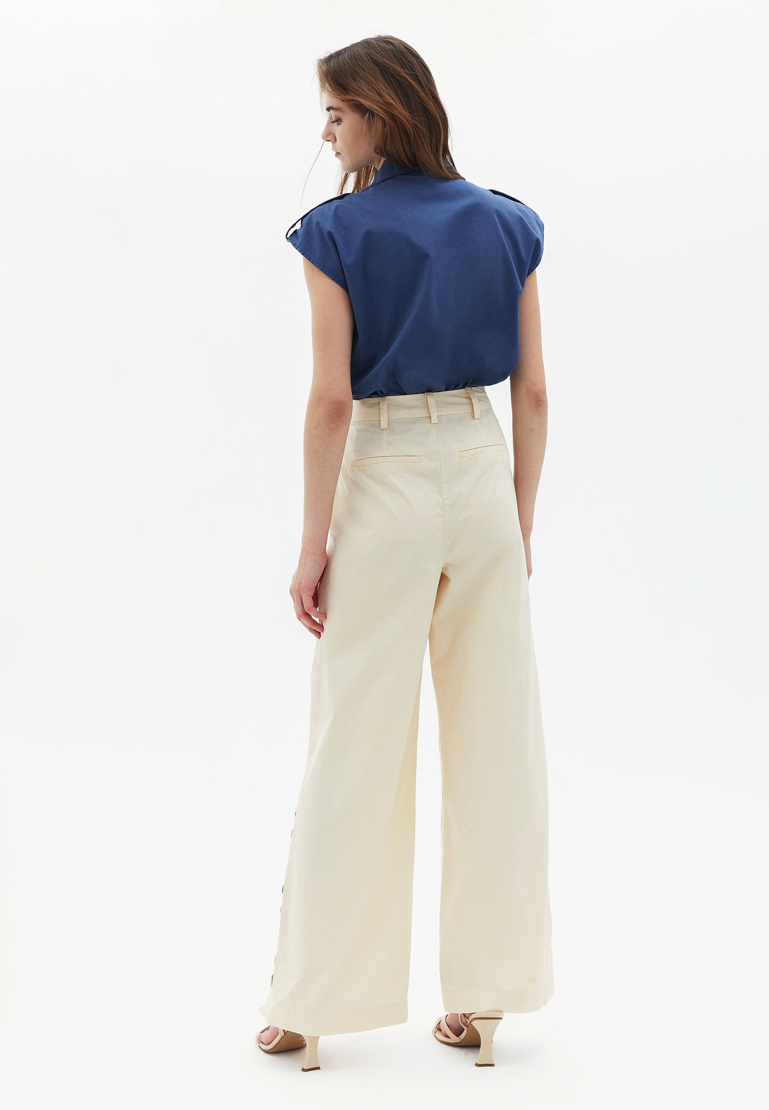 Wide leg baggy pants - WOOD ASH