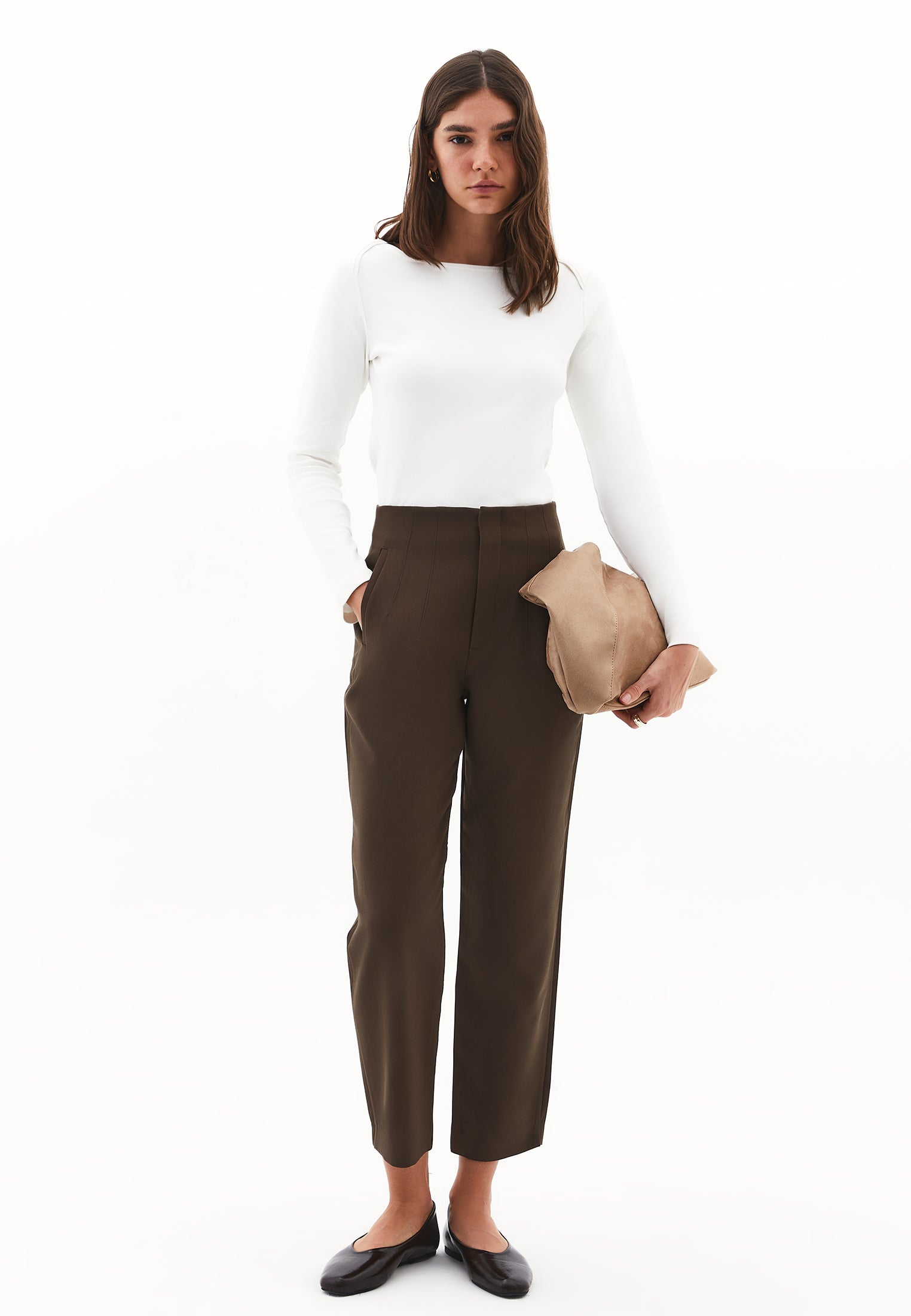 Carrot Cut High Waist Pants - WREN