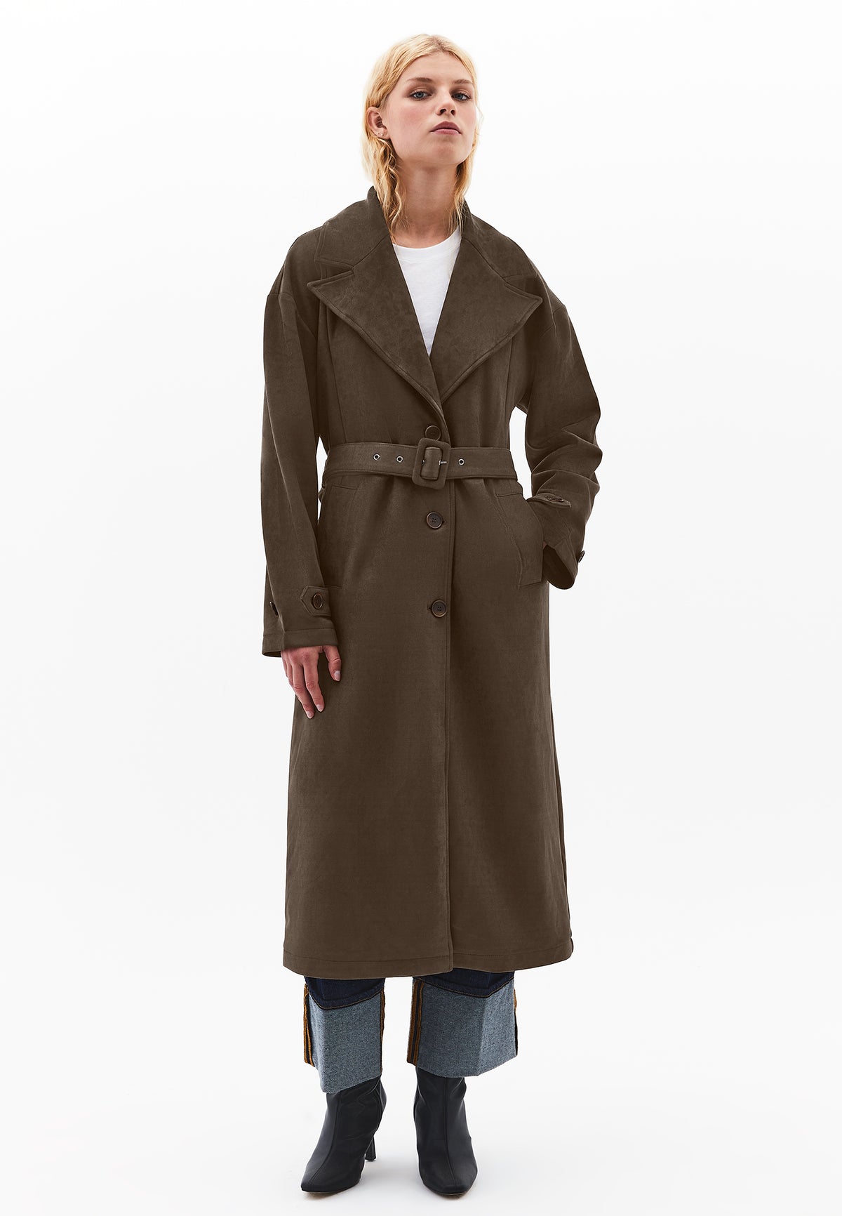 Suede Trenchcoat - Brown